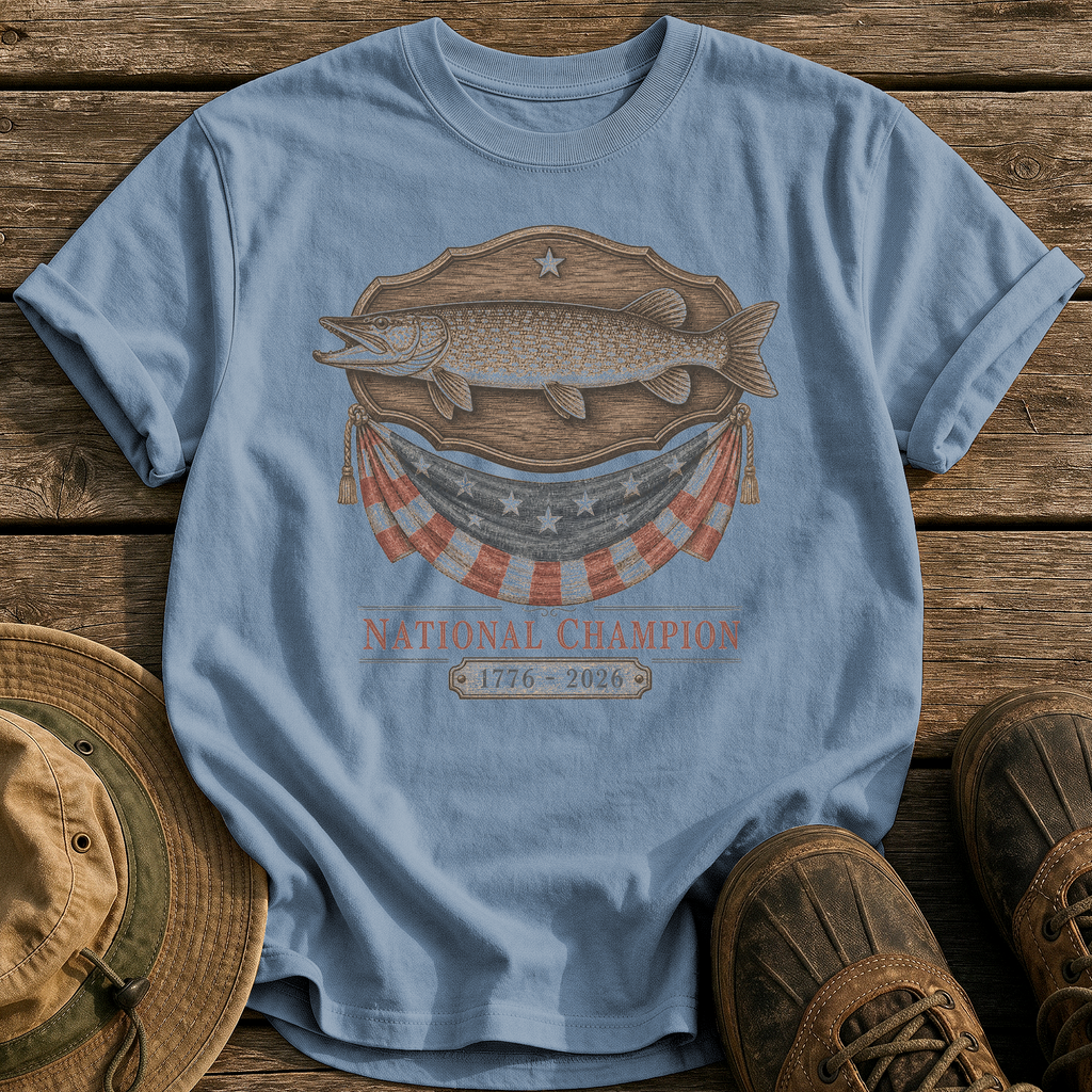 Trophy Pike, USA tee - Blue Jean - front
