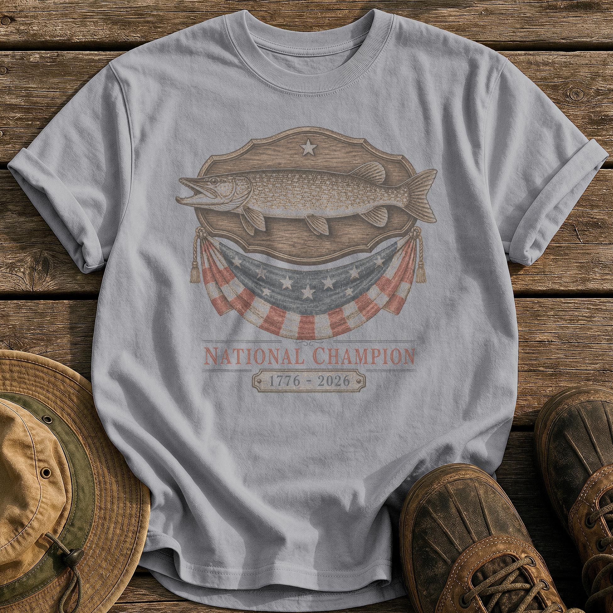 Trophy Pike, USA tee - Grey - front
