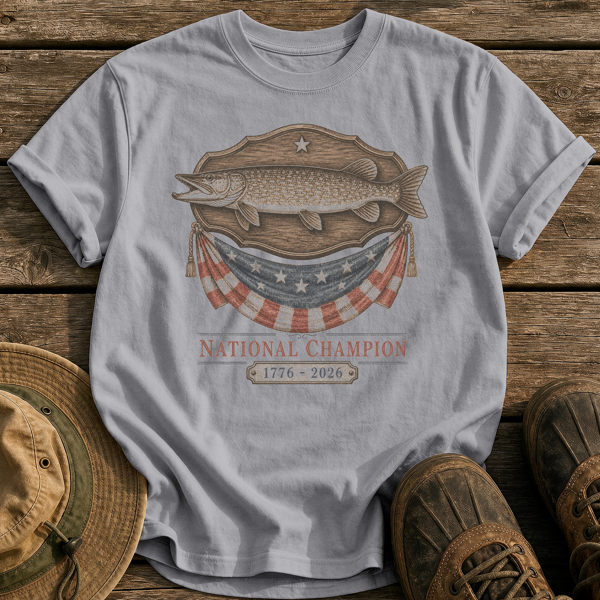 Trophy Pike, USA tee - Grey - front