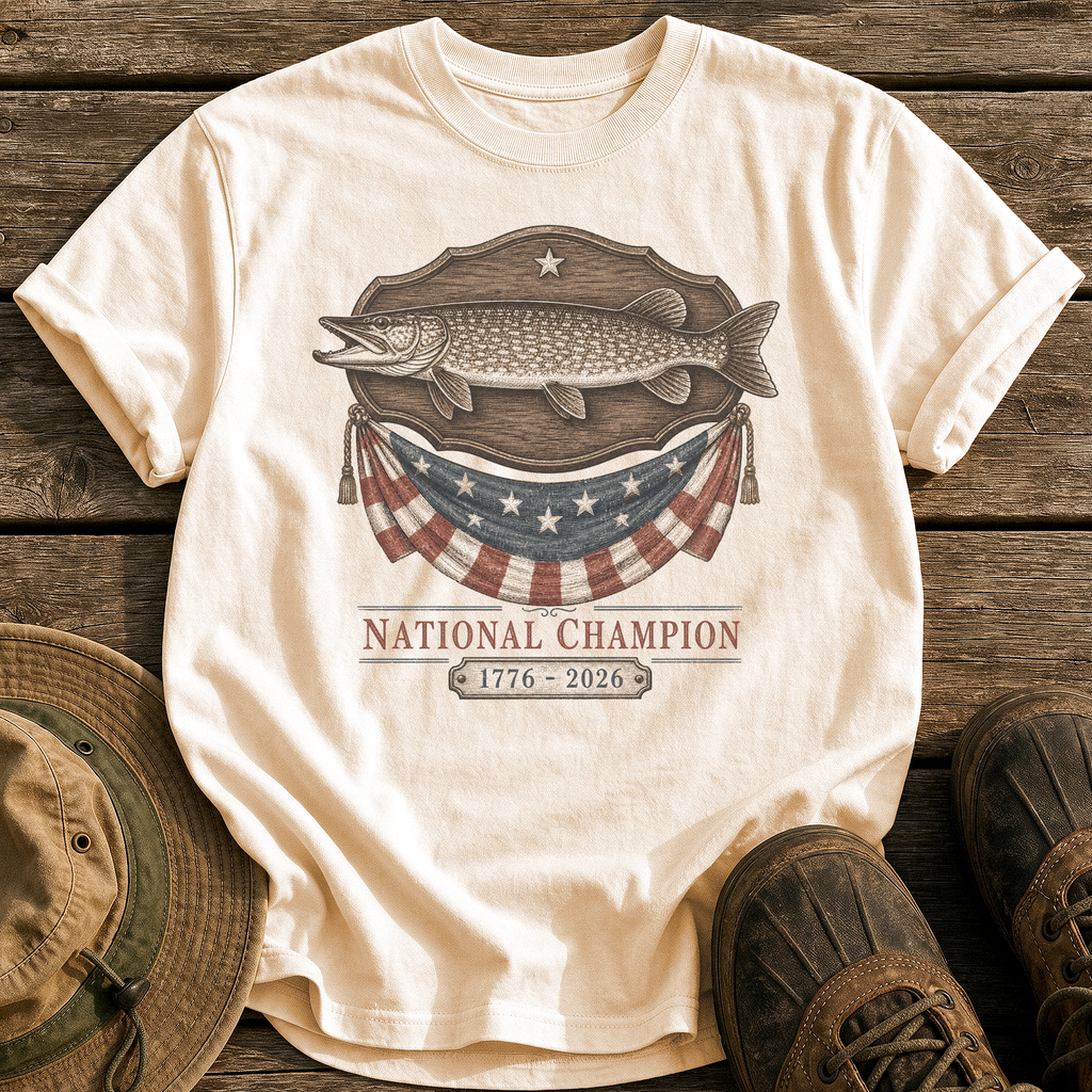 Trophy Pike, USA tee - Ivory - front