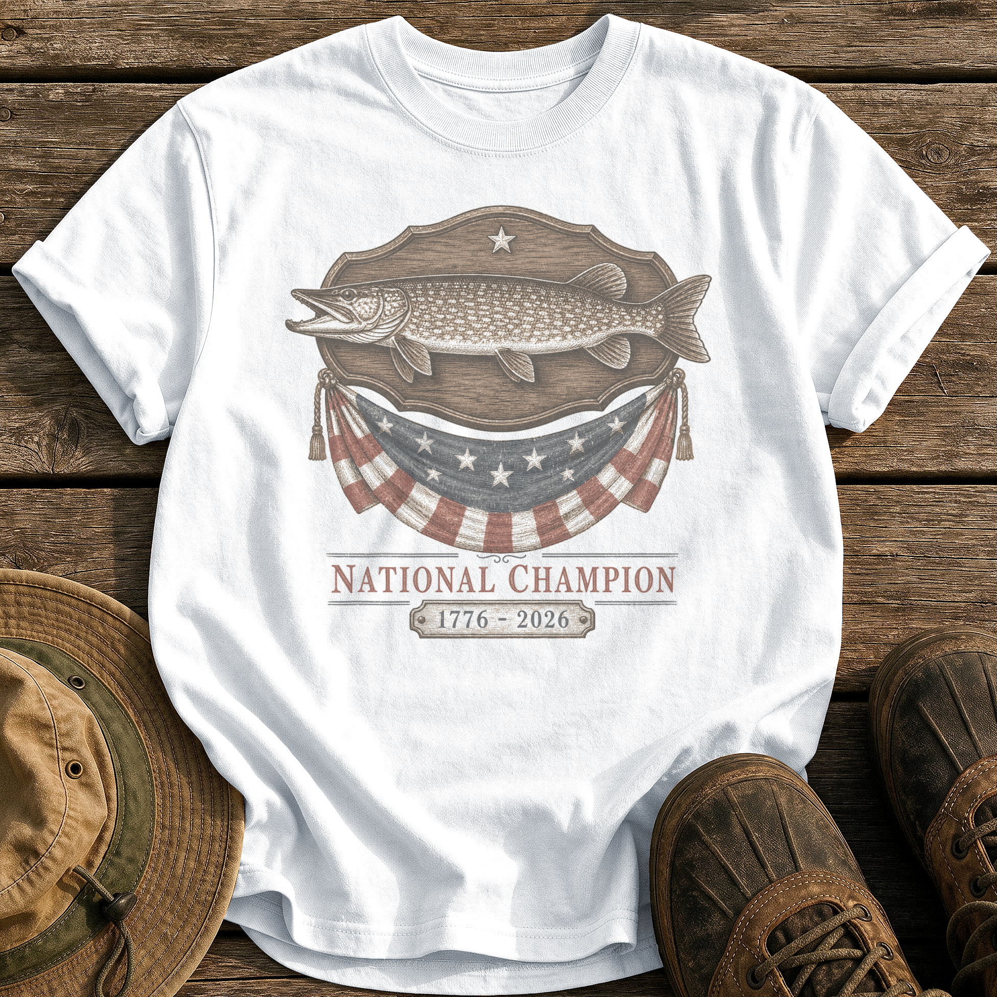 Trophy Pike, USA tee - White - front