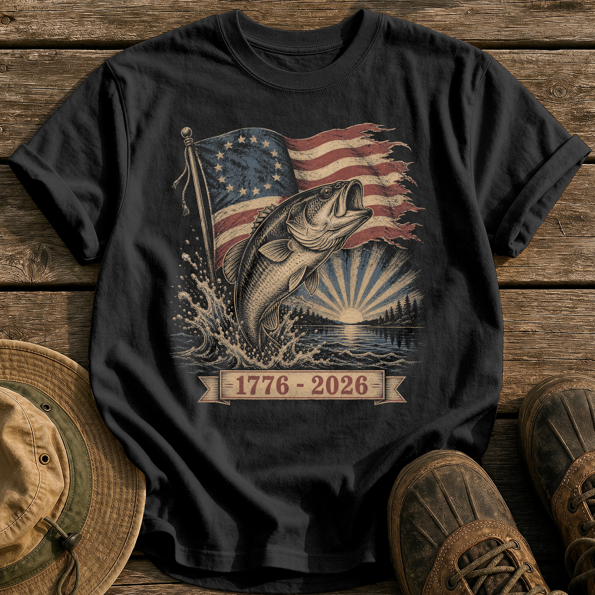 Old Glory Largemouth tee - Black - front