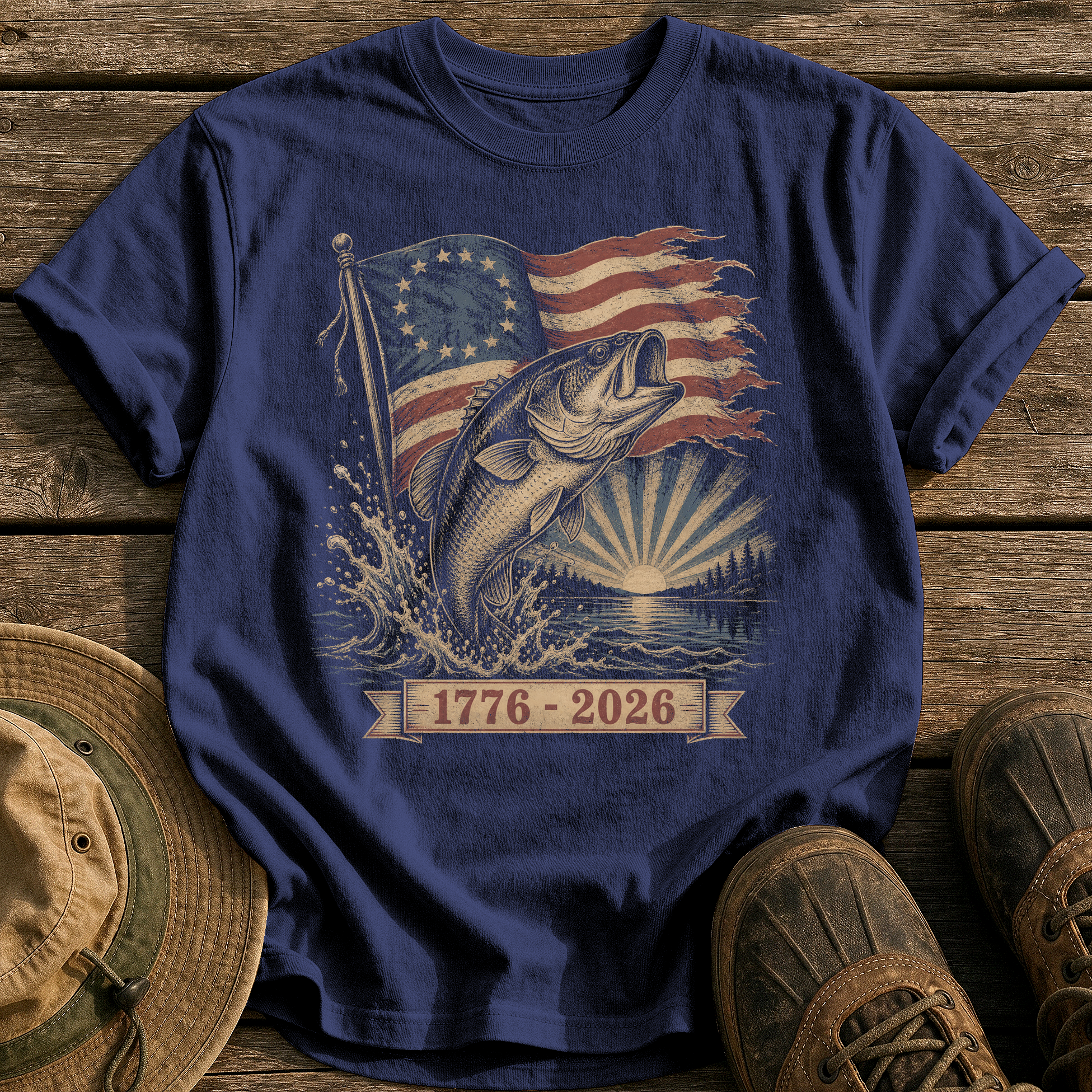 Old Glory Largemouth tee - True Navy - front
