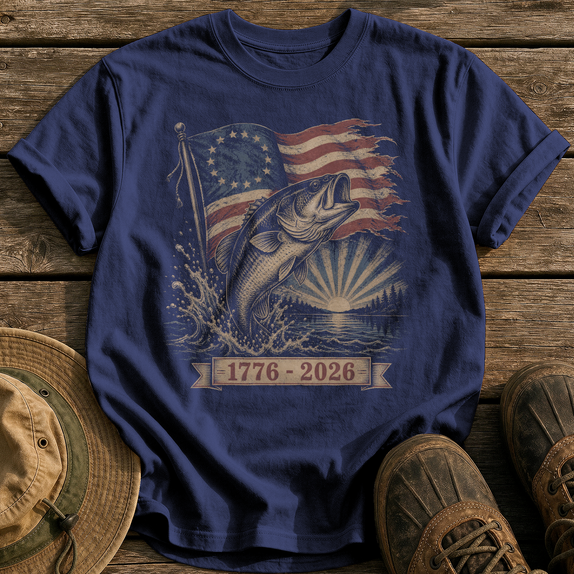 Old Glory Largemouth tee - True Navy - front