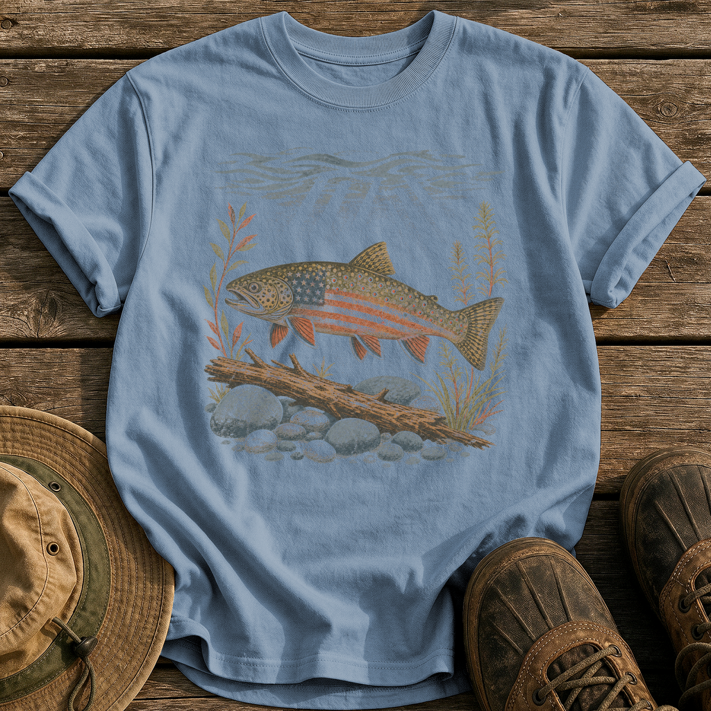 American Brook Trout tee - Blue Jean - front