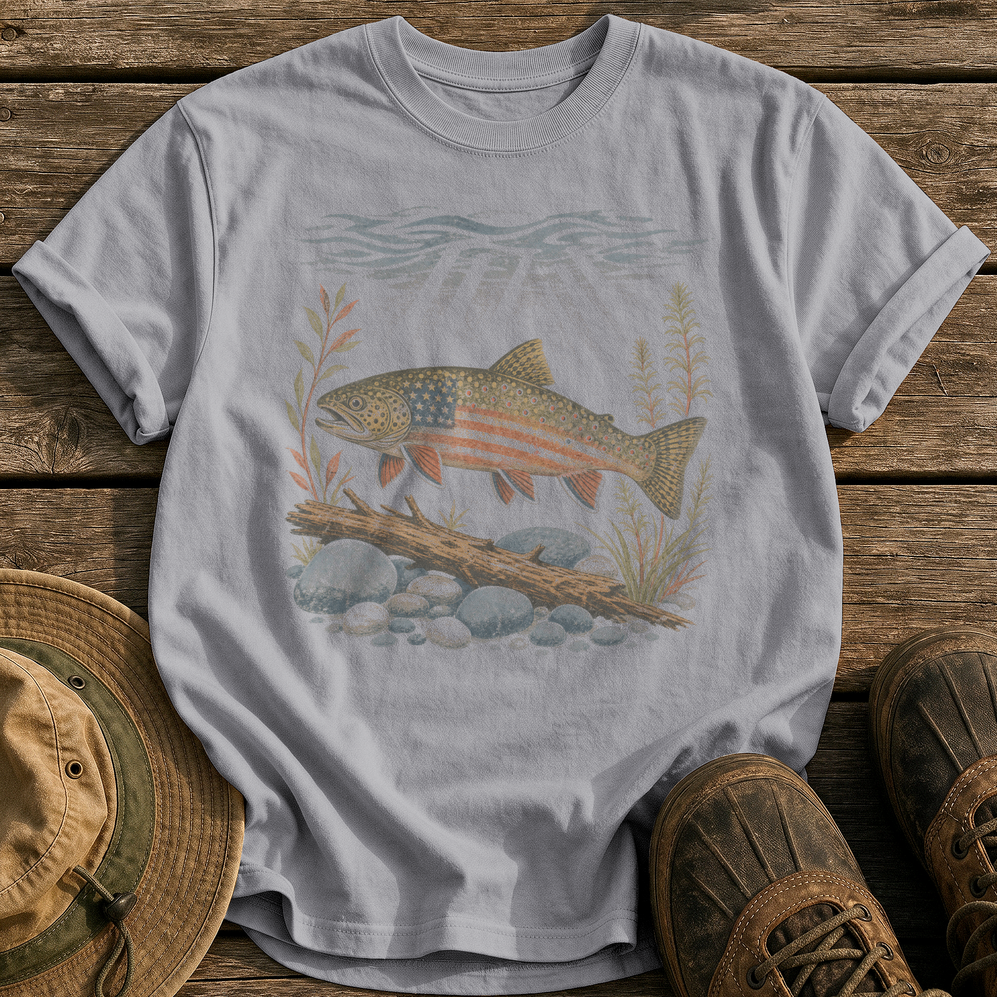 American Brook Trout tee - Grey - front