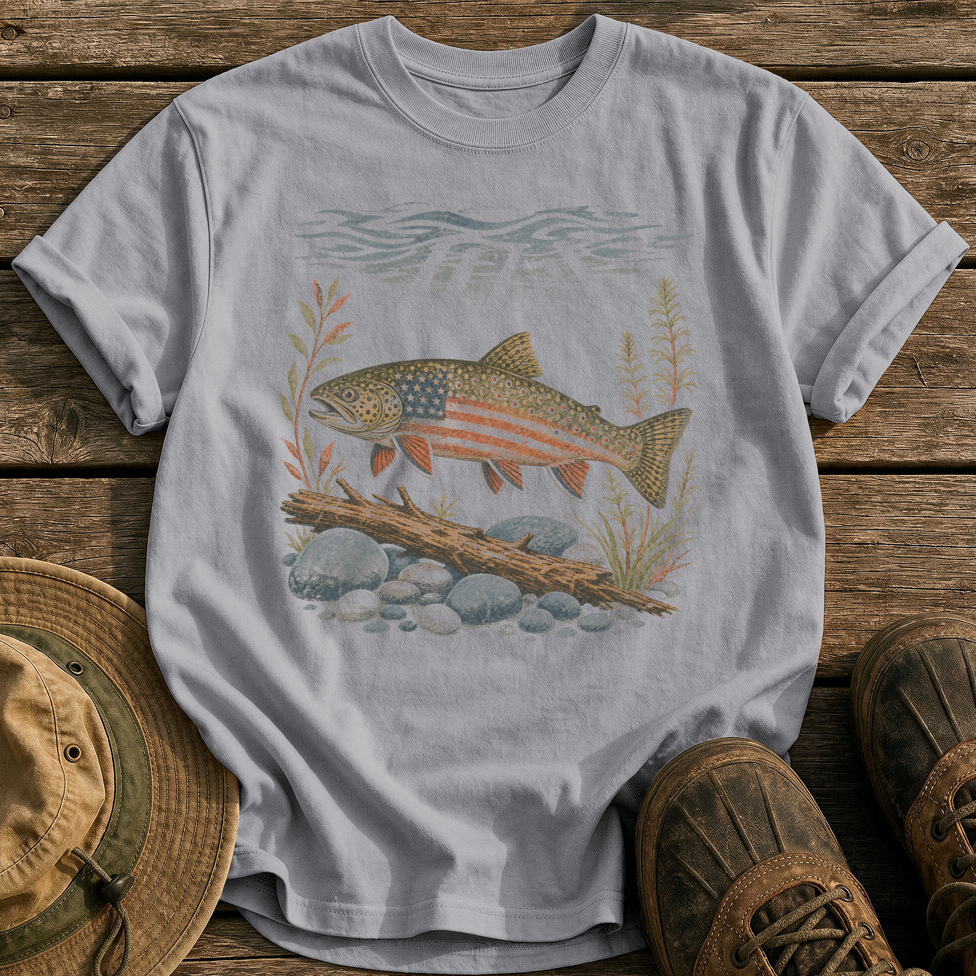 American Brook Trout tee - Grey - front