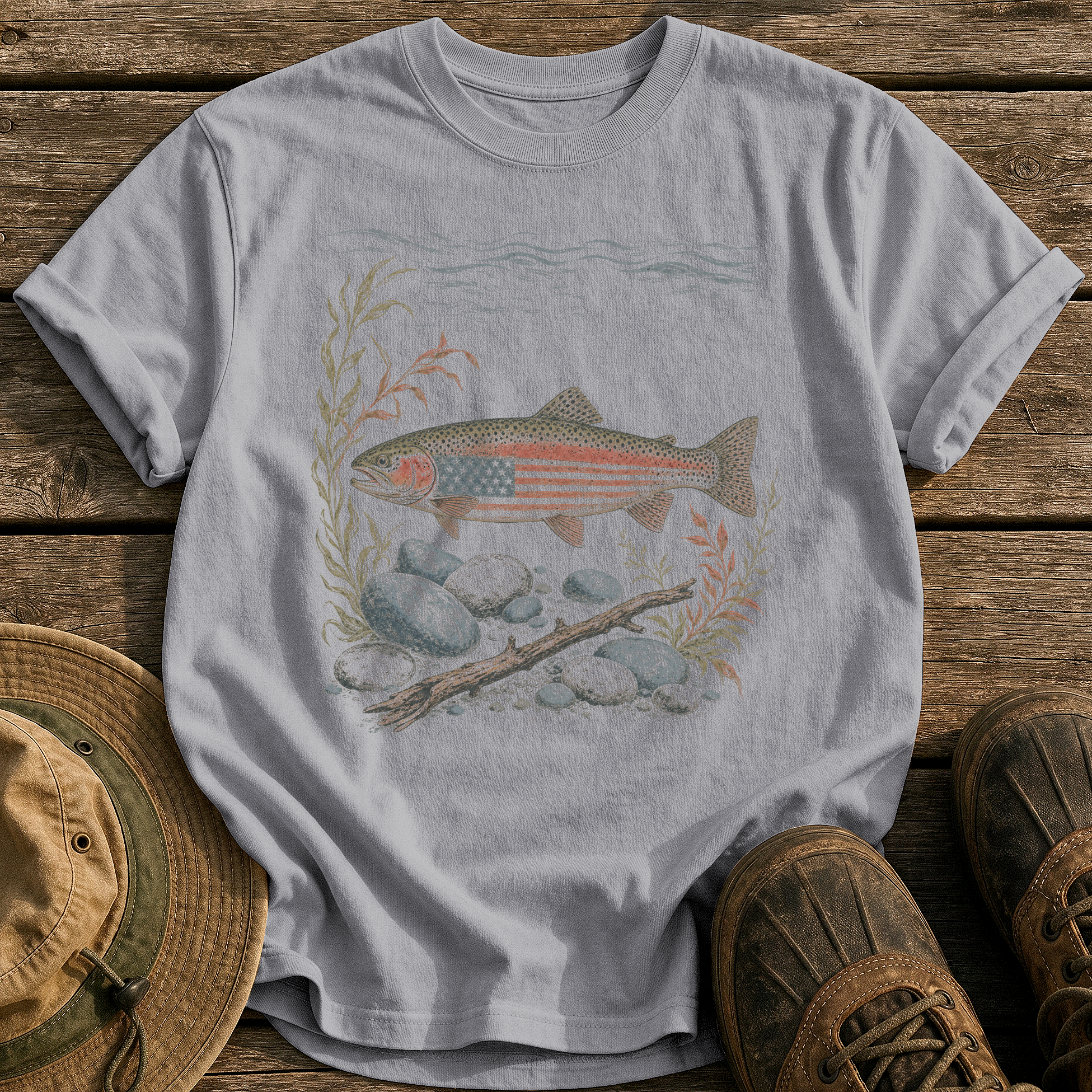 American Rainbow Trout tee - Grey - front