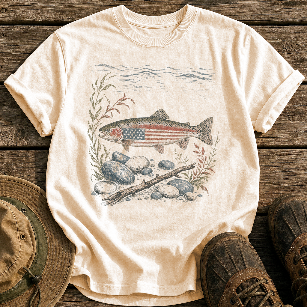 American Rainbow Trout tee - Ivory - front