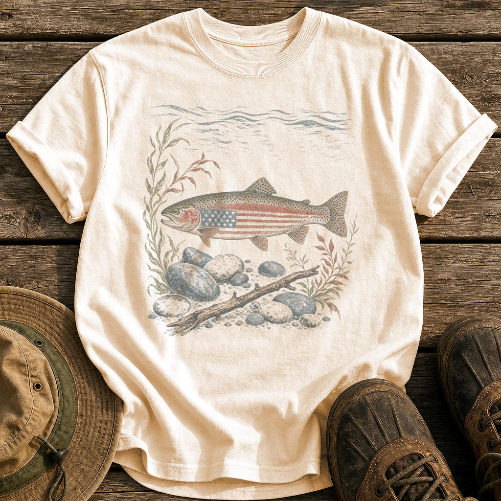 American Rainbow Trout tee - Ivory - front