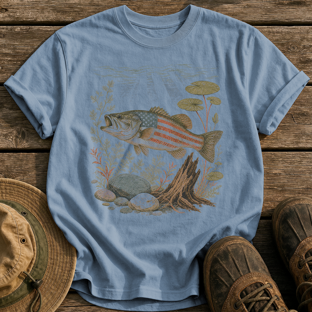 American Largemouth Bass tee - Blue Jean - front