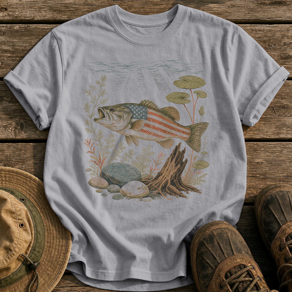 American Largemouth Bass tee - Grey - front