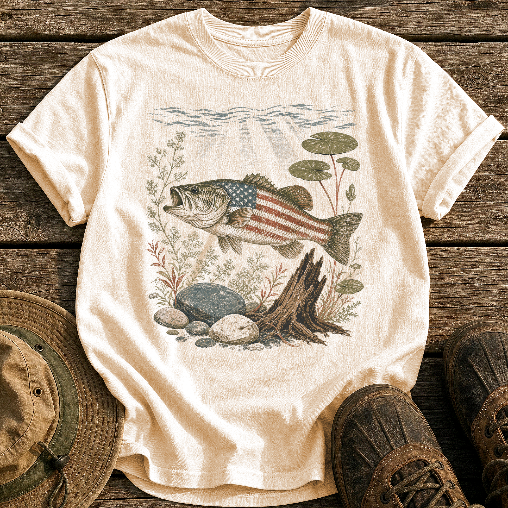 American Largemouth Bass tee - Ivory - front