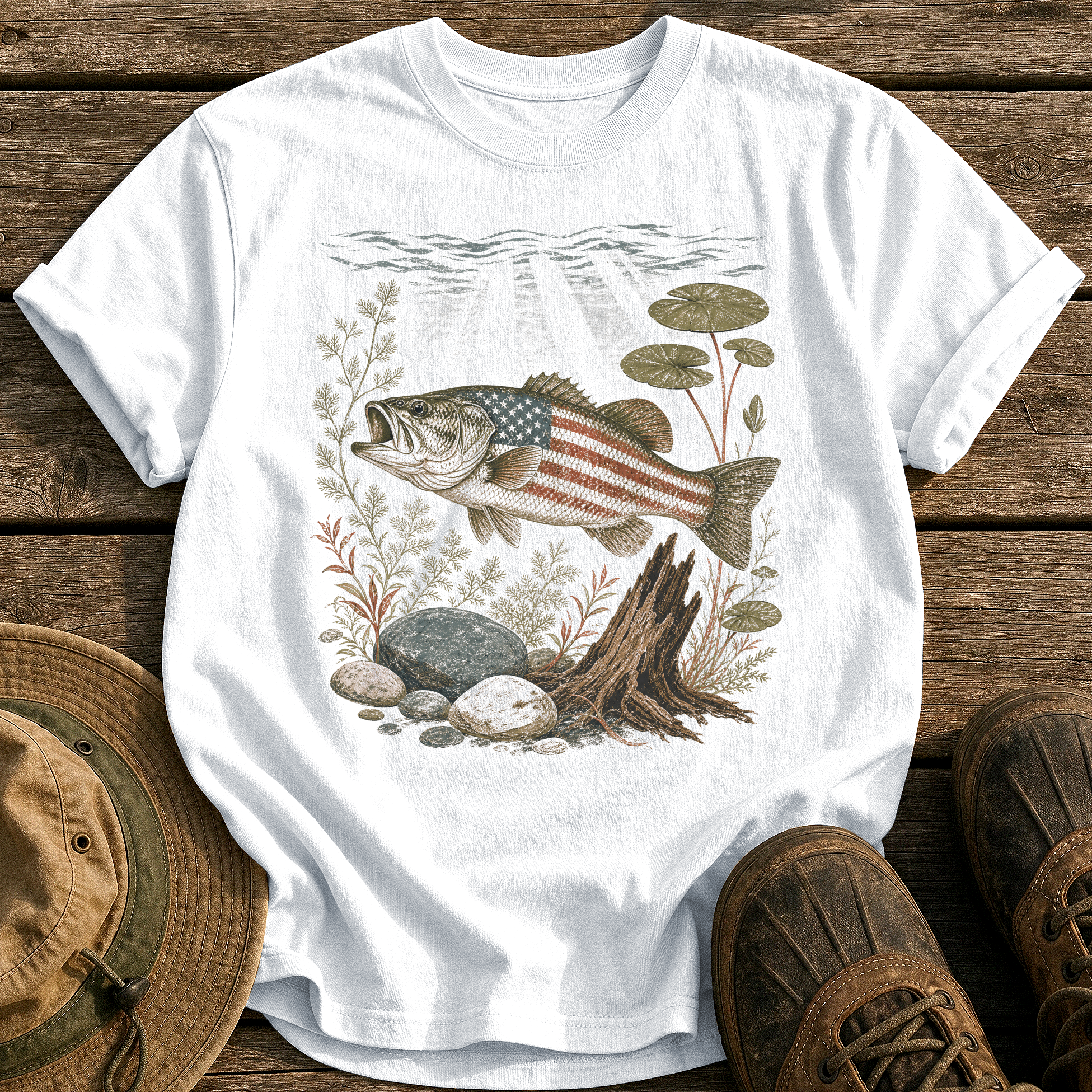 American Largemouth Bass tee - White - front