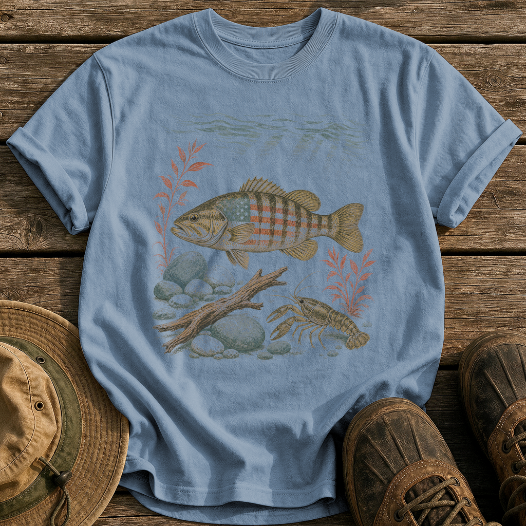 American Smallmouth Bass tee - Blue Jean - front