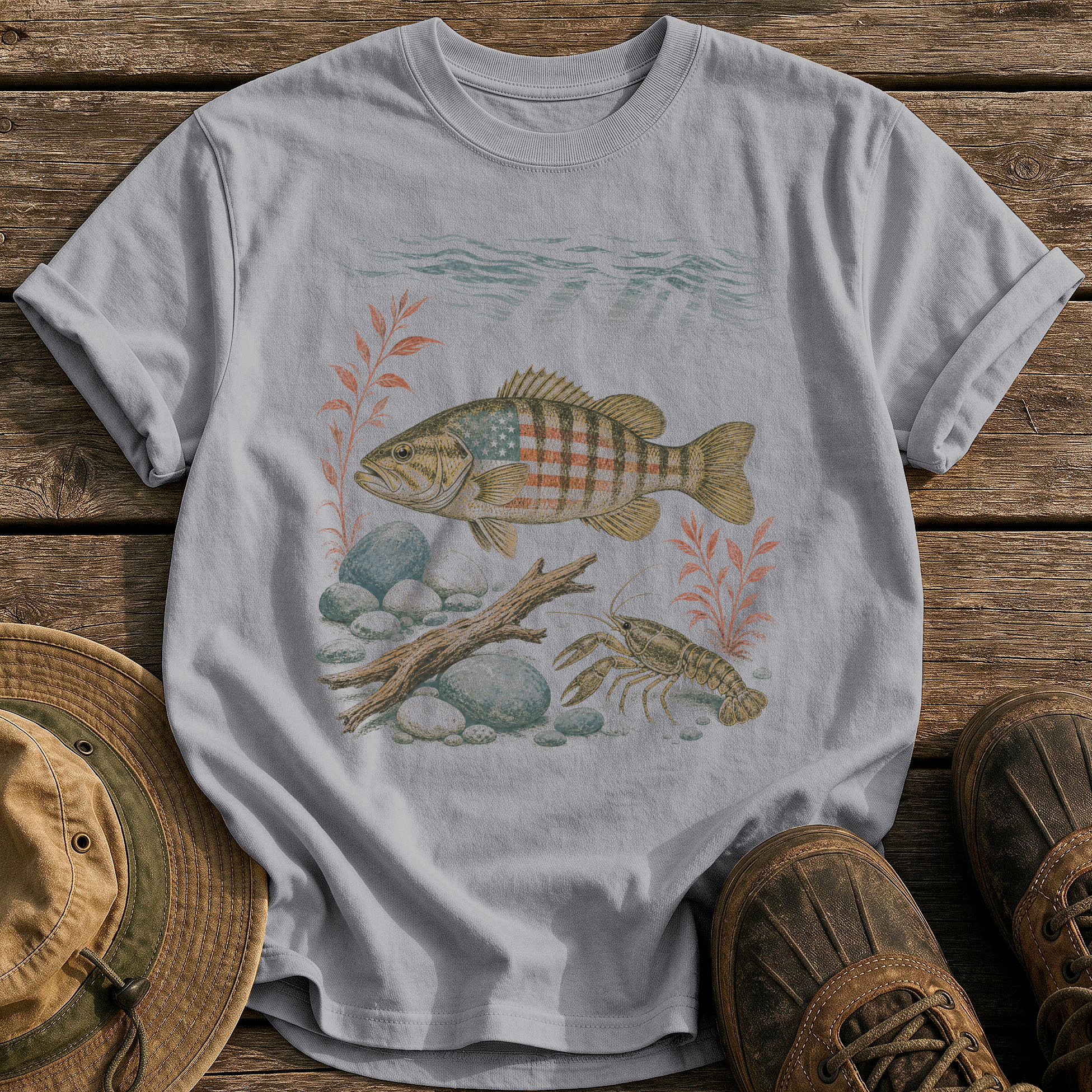 American Smallmouth Bass tee - Grey - front