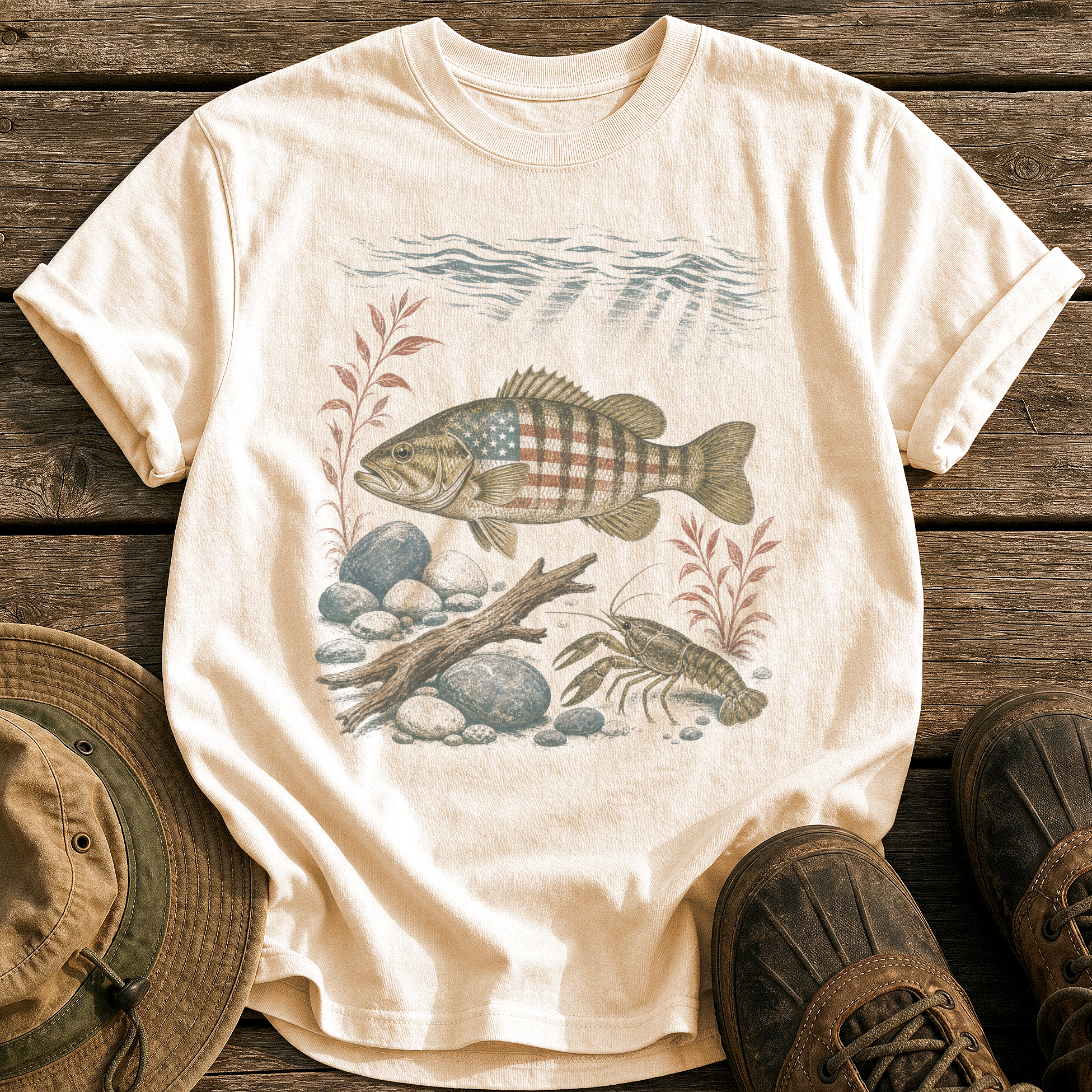 American Smallmouth Bass tee - Ivory - front