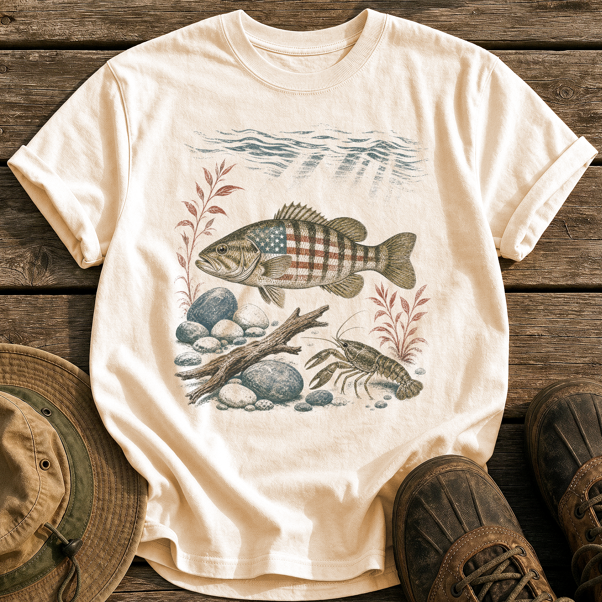 American Smallmouth Bass tee - Ivory - front