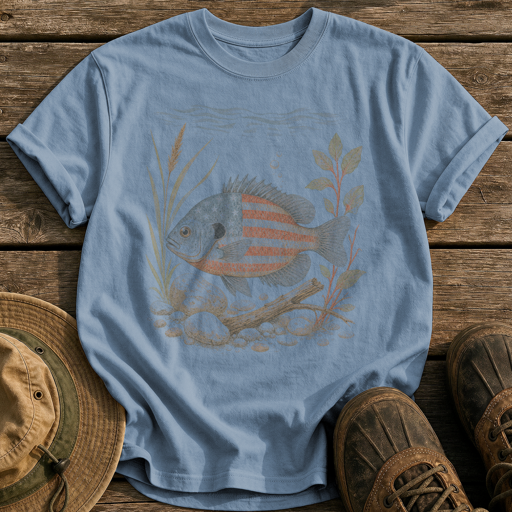 American Bluegill tee - Blue Jean - front