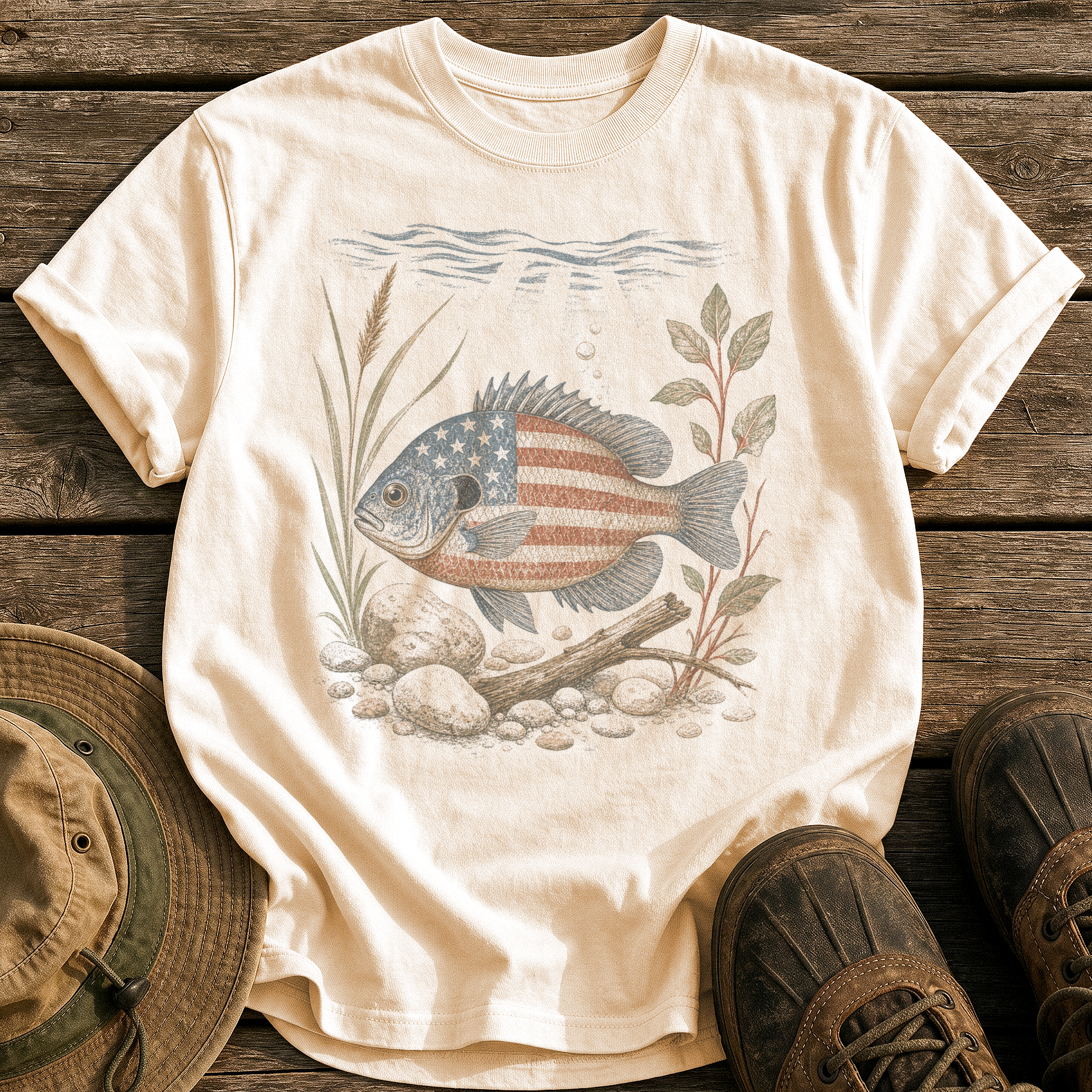 American Bluegill tee - Ivory - front