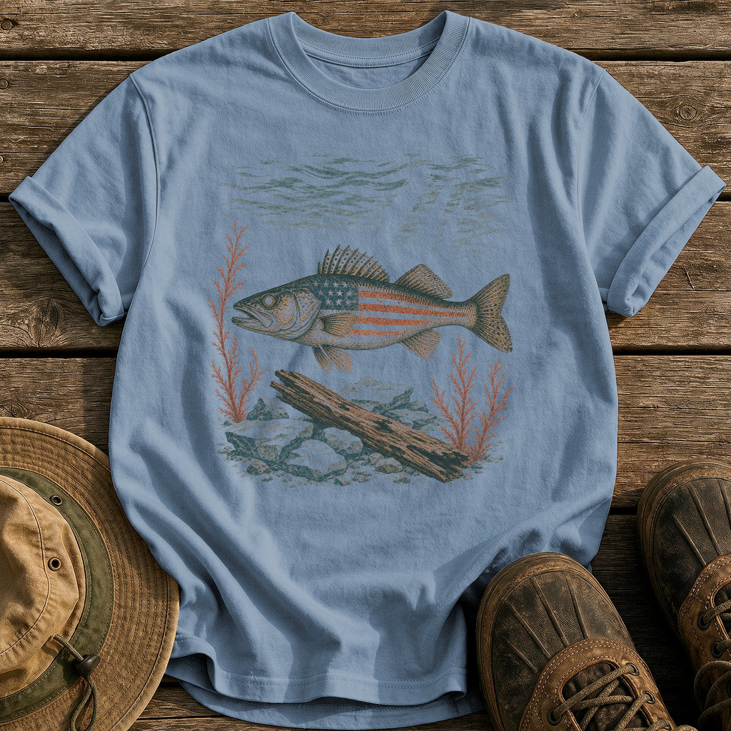 American Walleye tee - Blue Jean - front