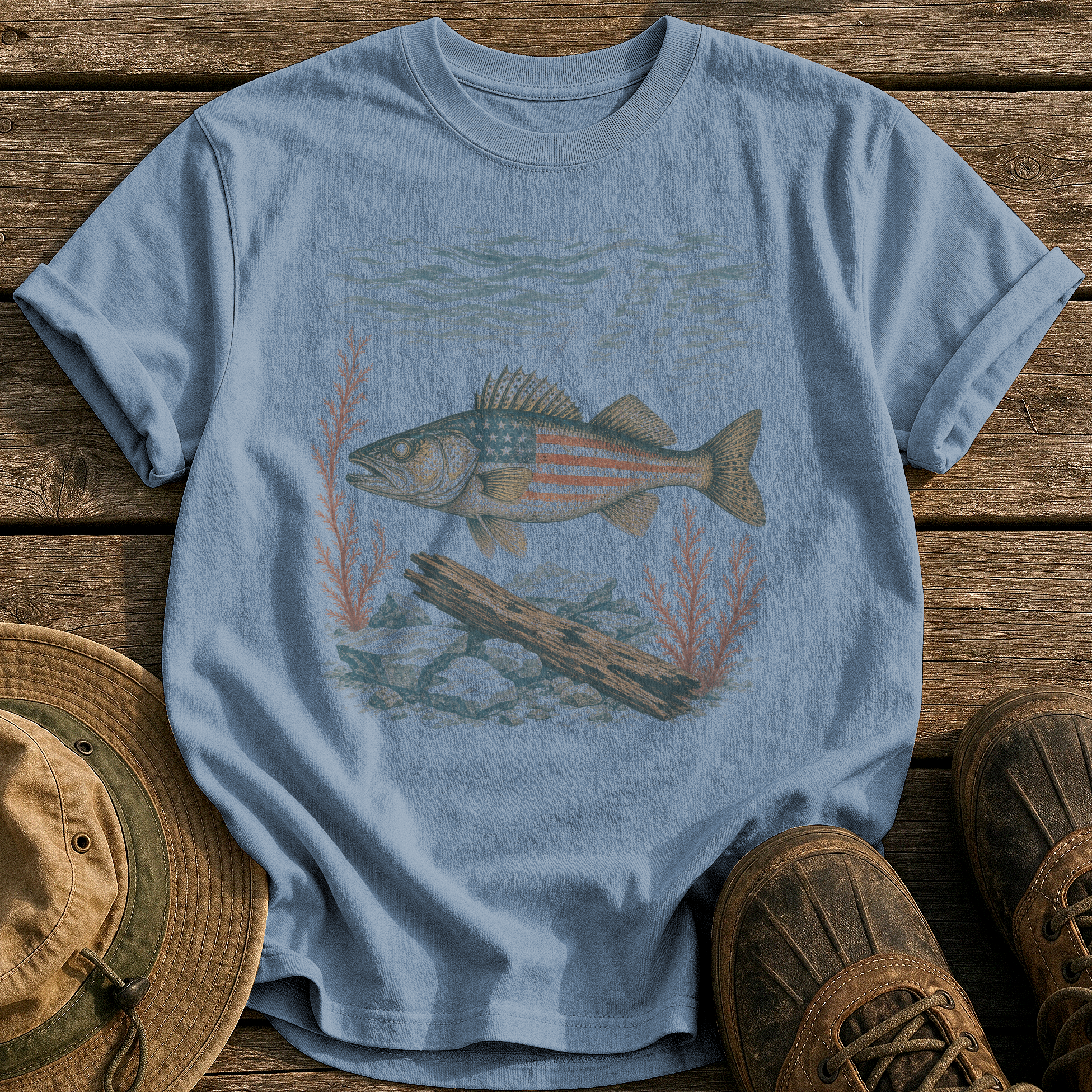 American Walleye tee - Blue Jean - front