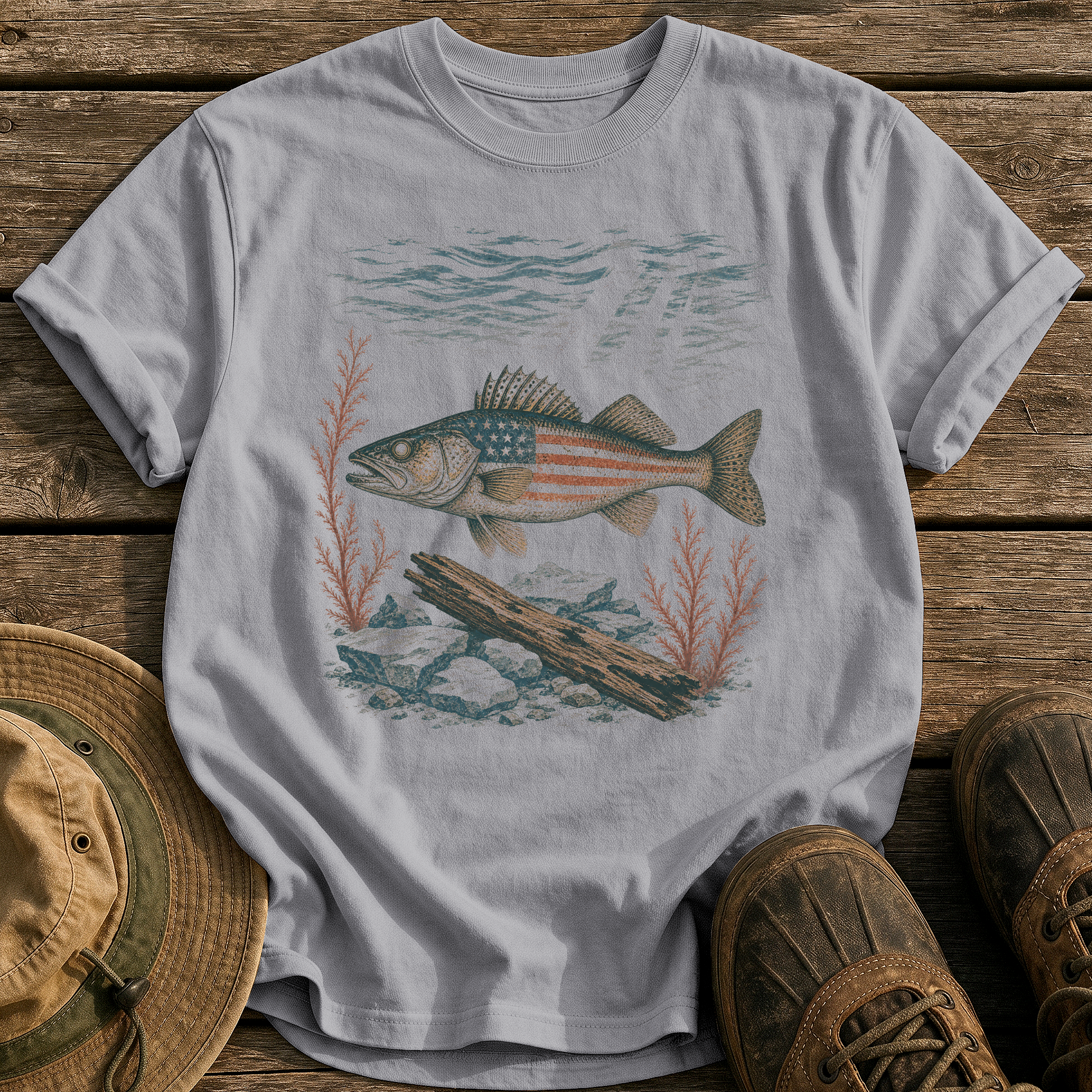 American Walleye tee - Grey - front