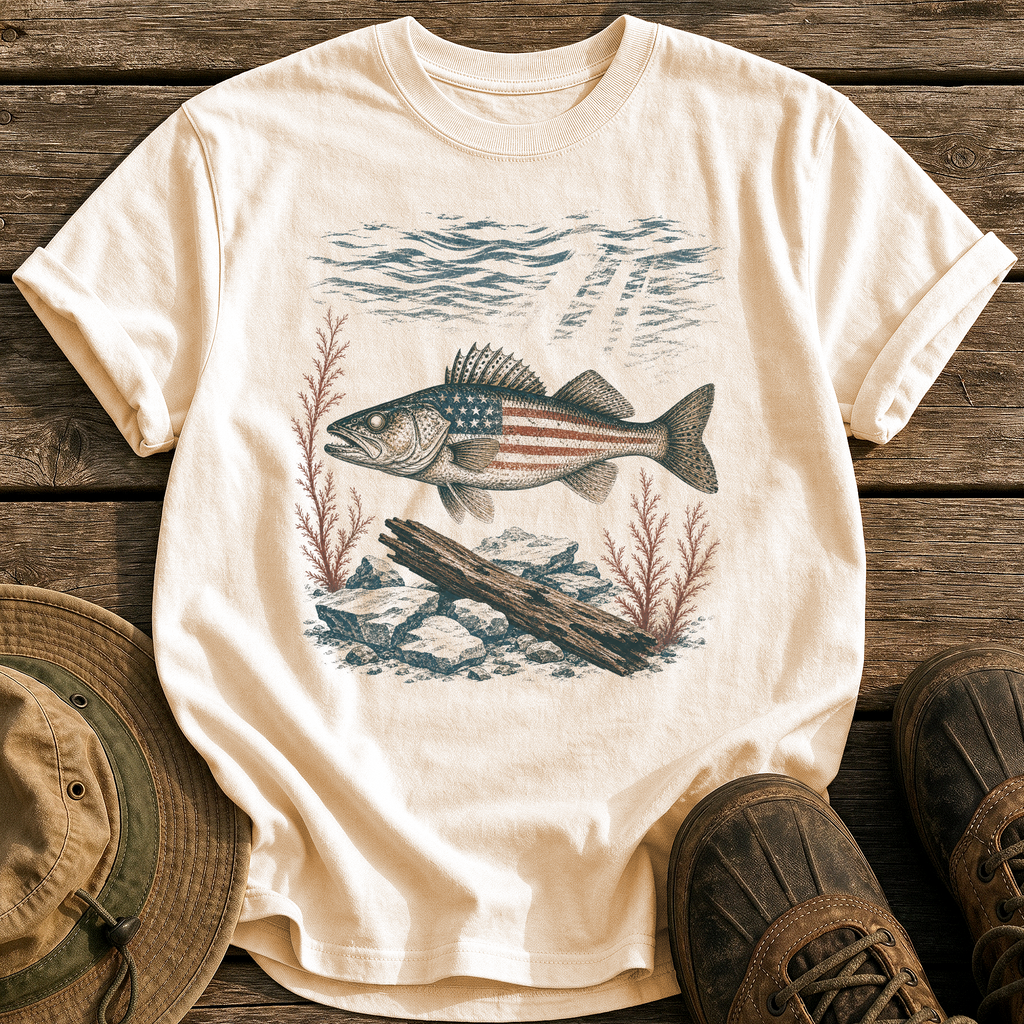 American Walleye tee - Ivory - front