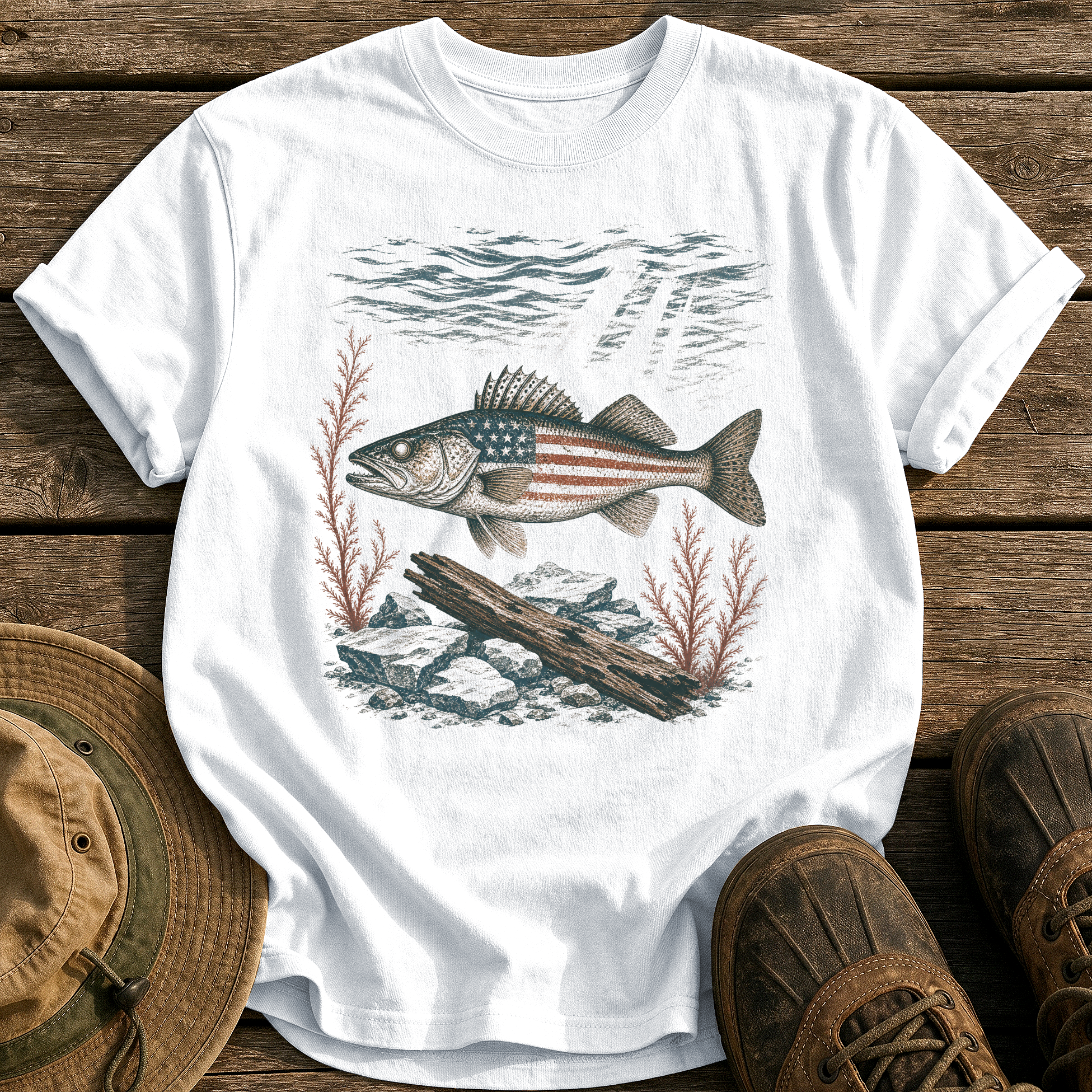 American Walleye tee - White - front