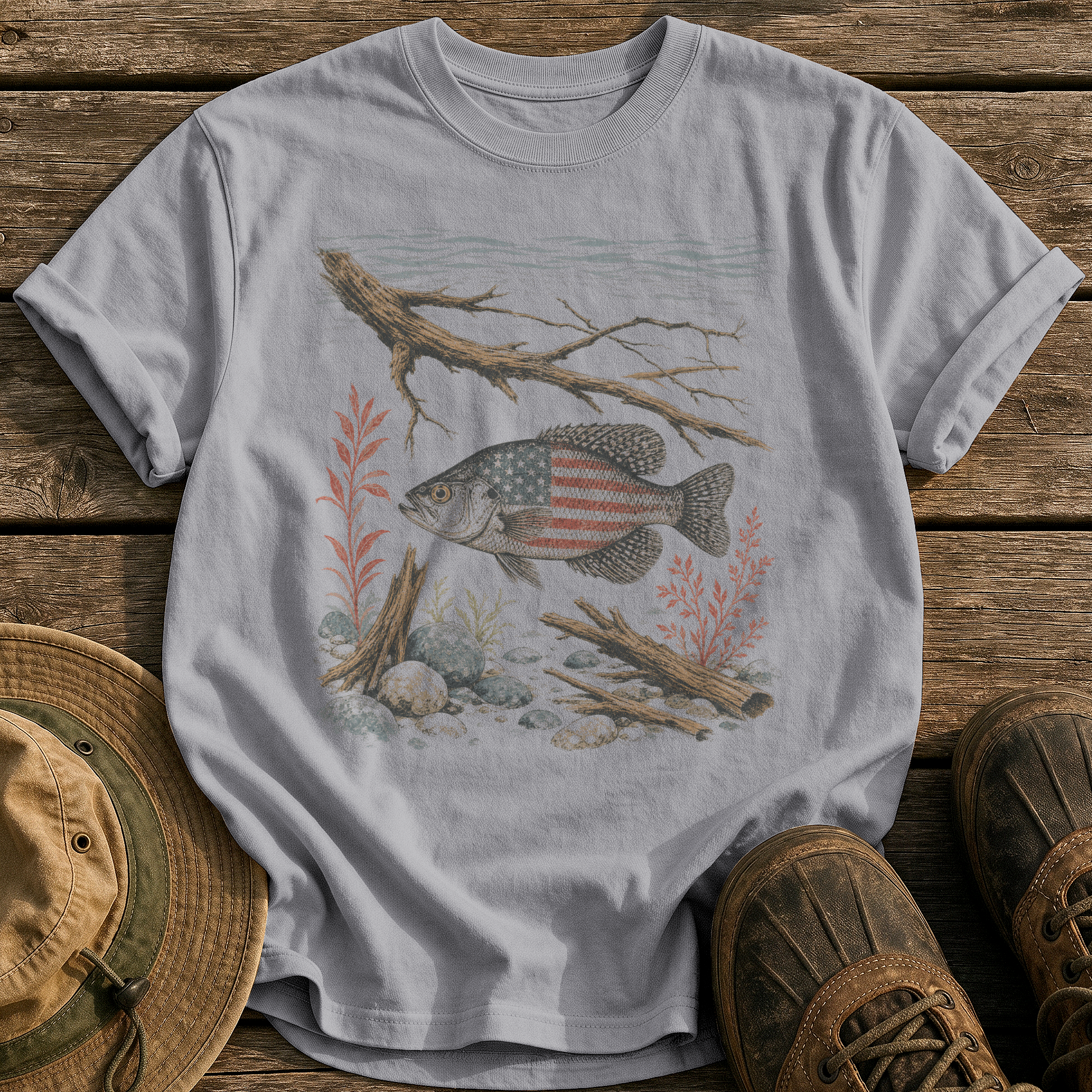 American Crappie tee - Grey - front