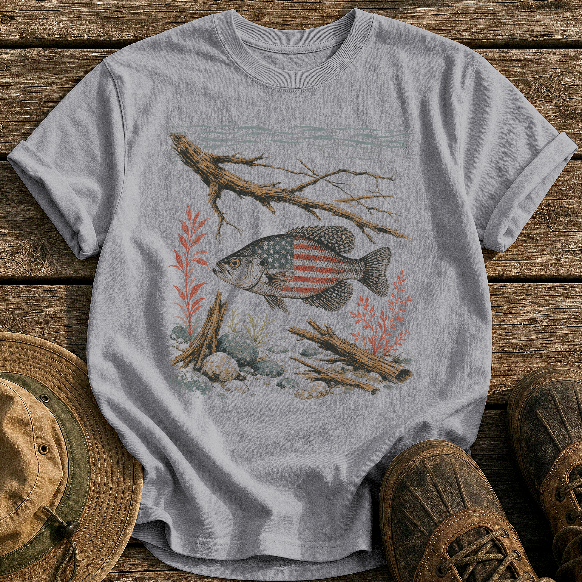 American Crappie tee - Grey - front