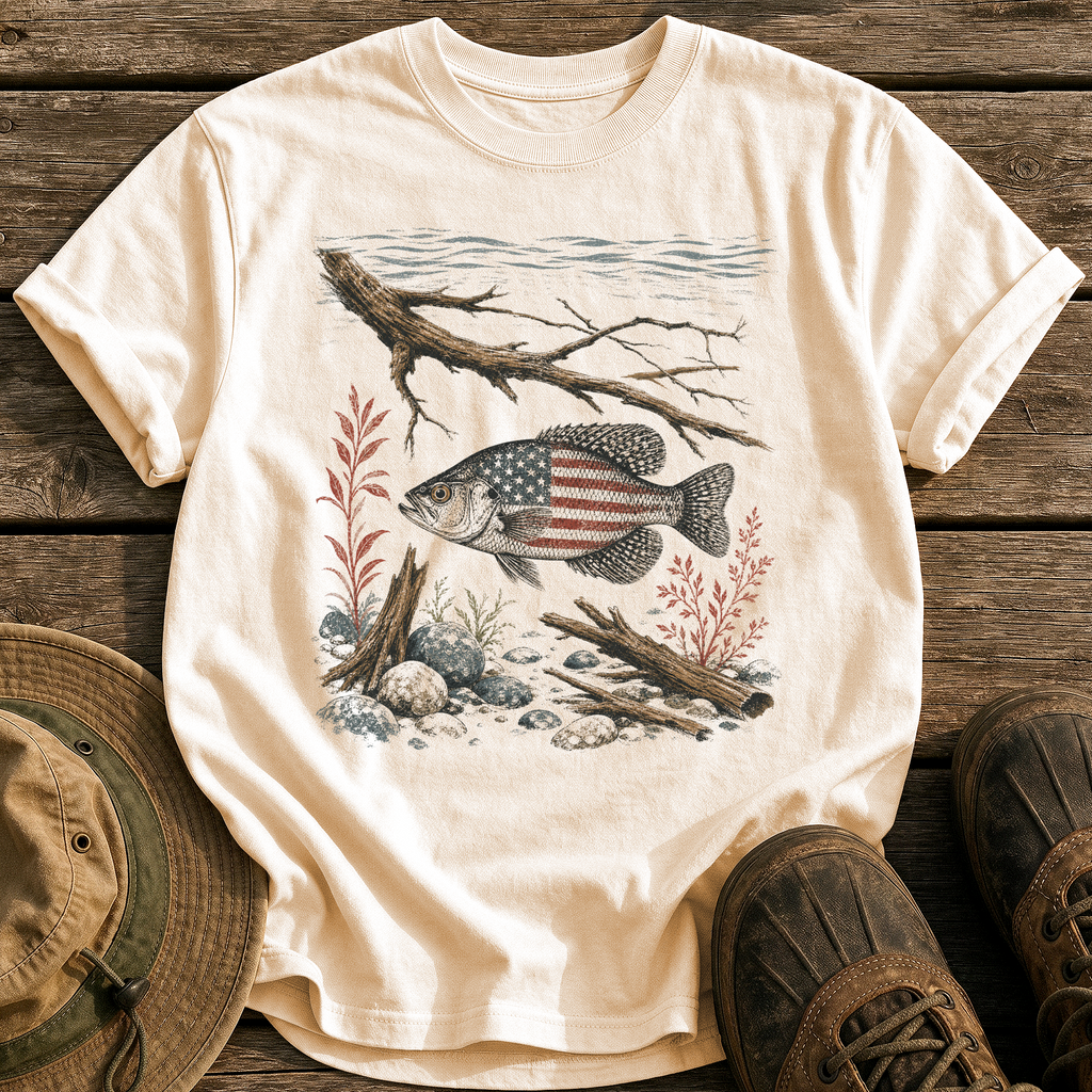 American Crappie tee - Ivory - front