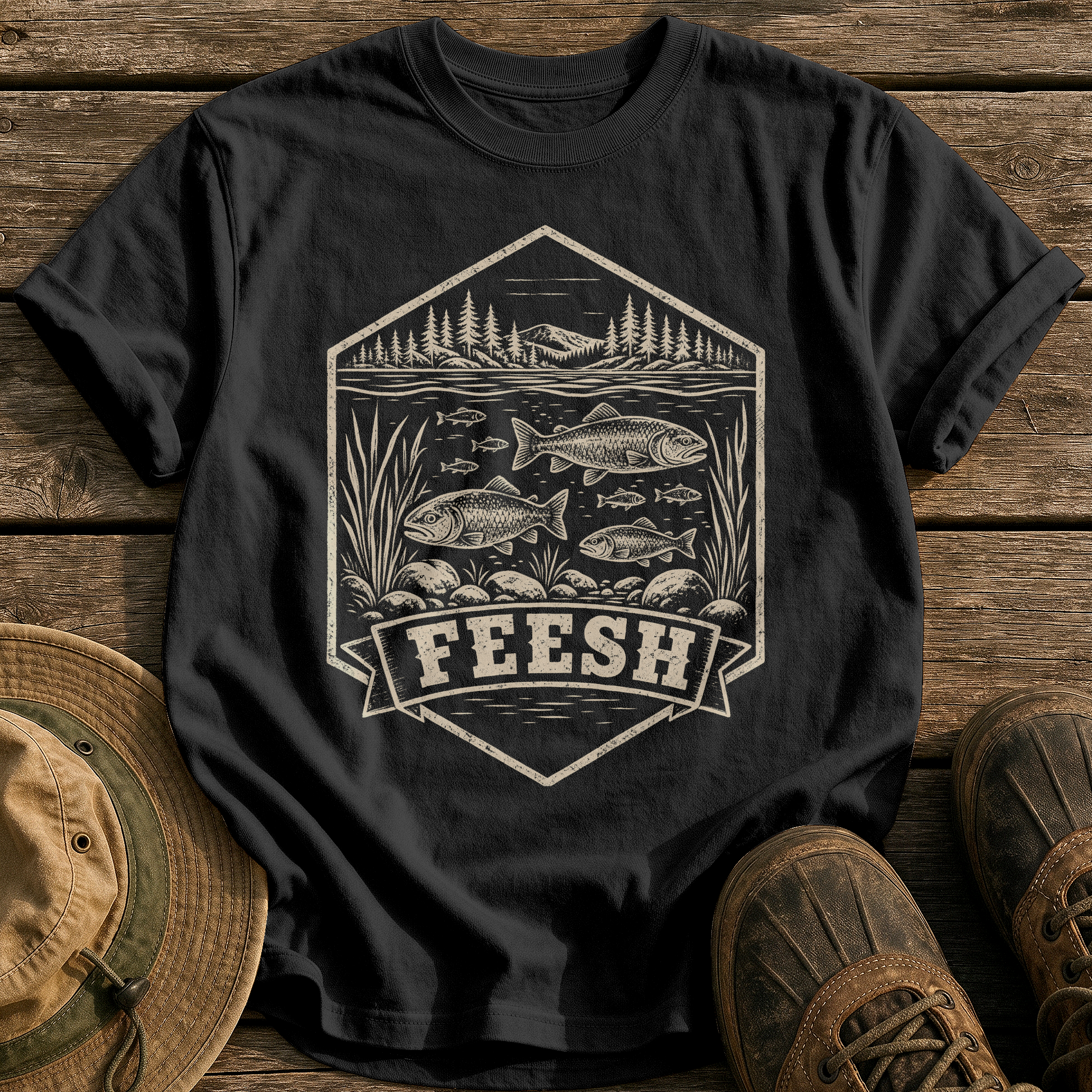 Feesh tee - Black - front