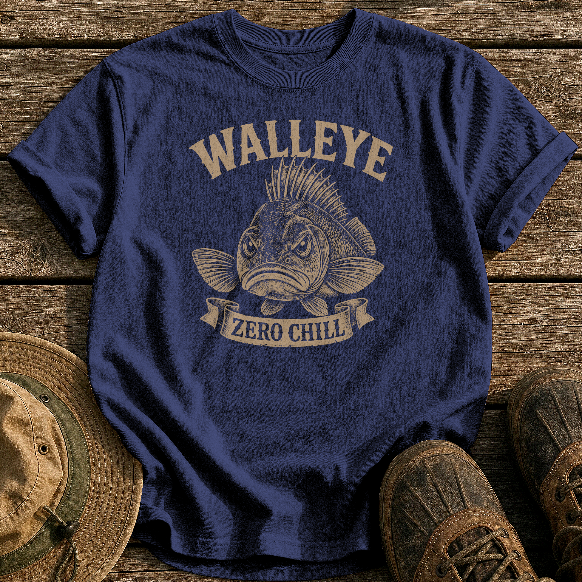 Walleye Zero Chill tee - True Navy - front