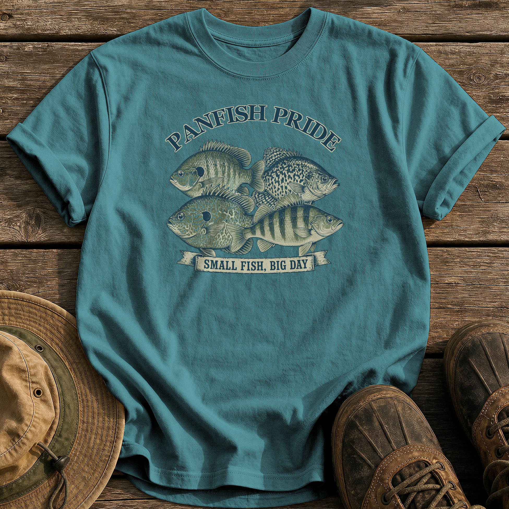 Panfish Pride tee - Blue Spruce - front