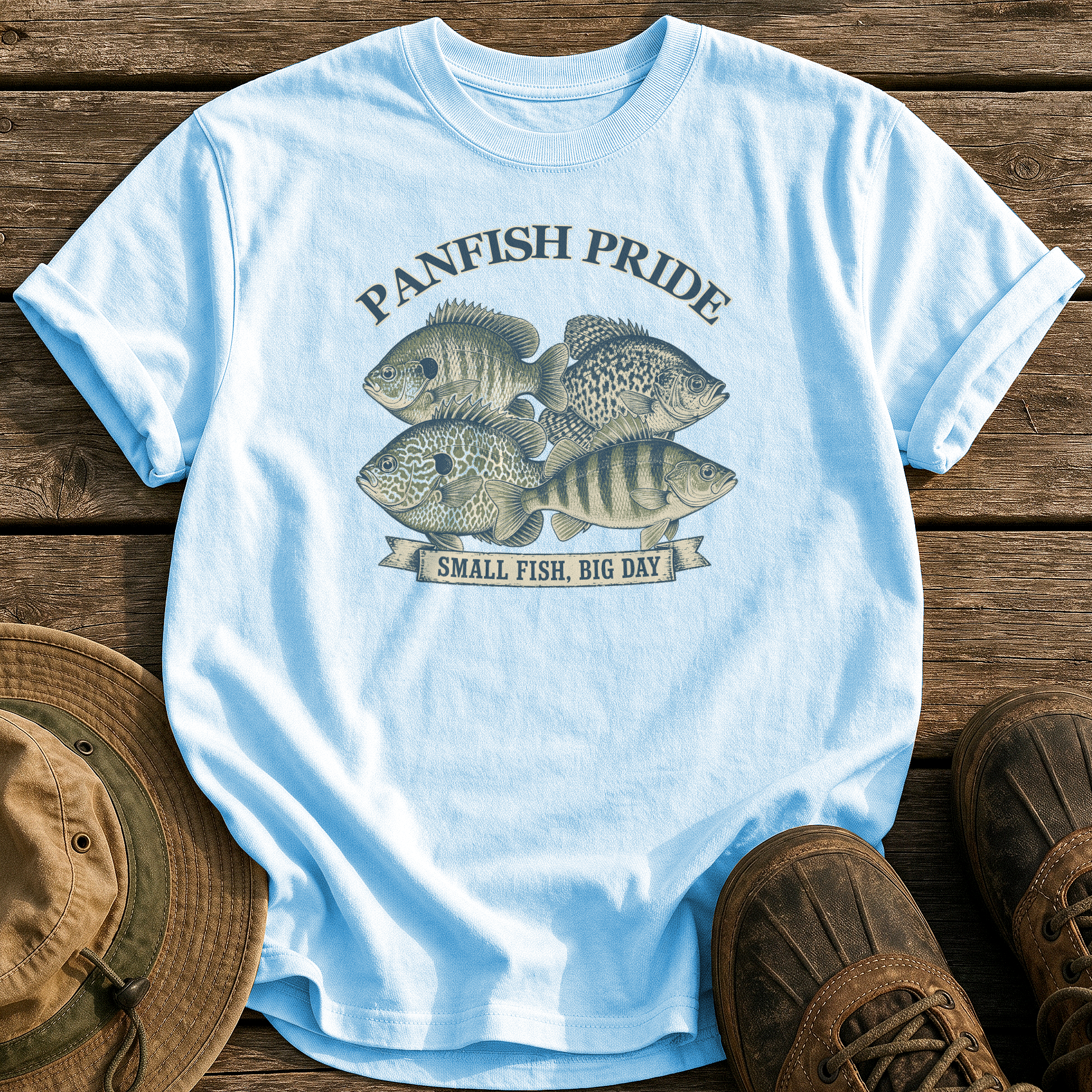 Panfish Pride tee - Chambray - front