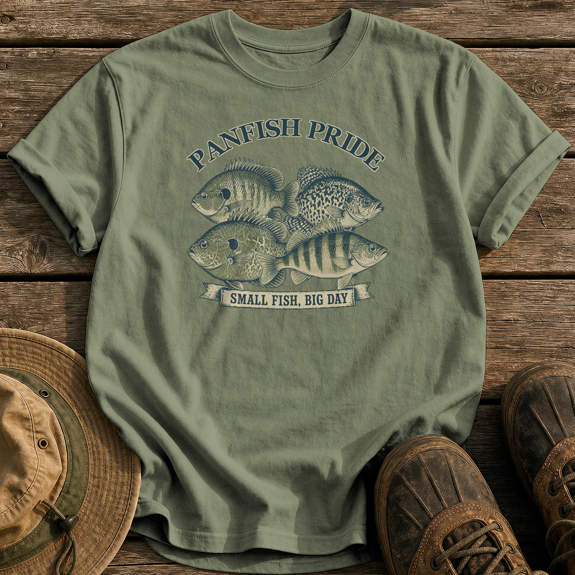 Panfish Pride tee - Sage - front