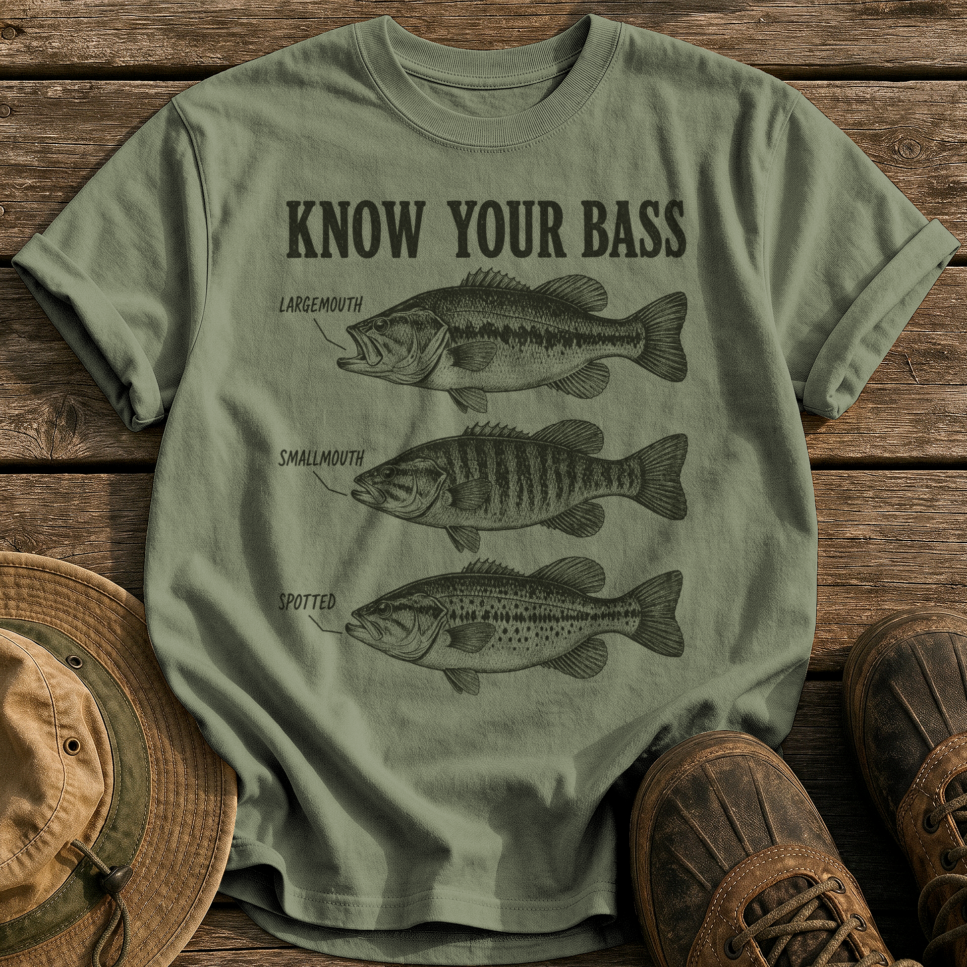 Know Your Bass tee - Sage - front