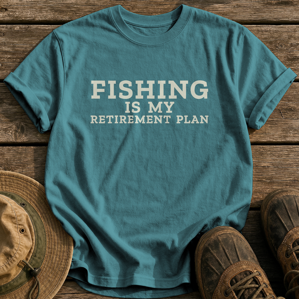 Fishing Is My Retirement Plan tee - Blue Spruce - front