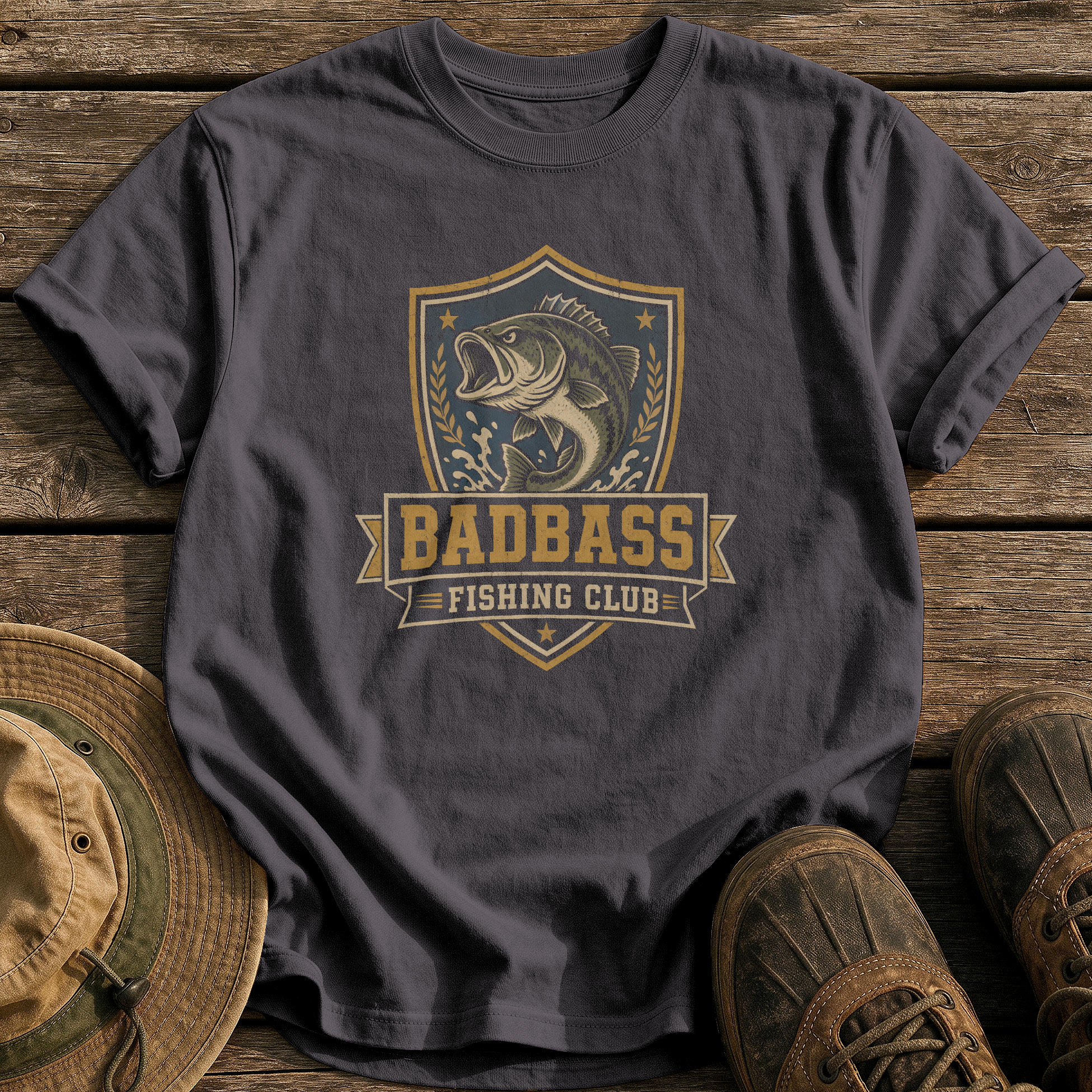 Badbass Fishing Club tee - Graphite - front