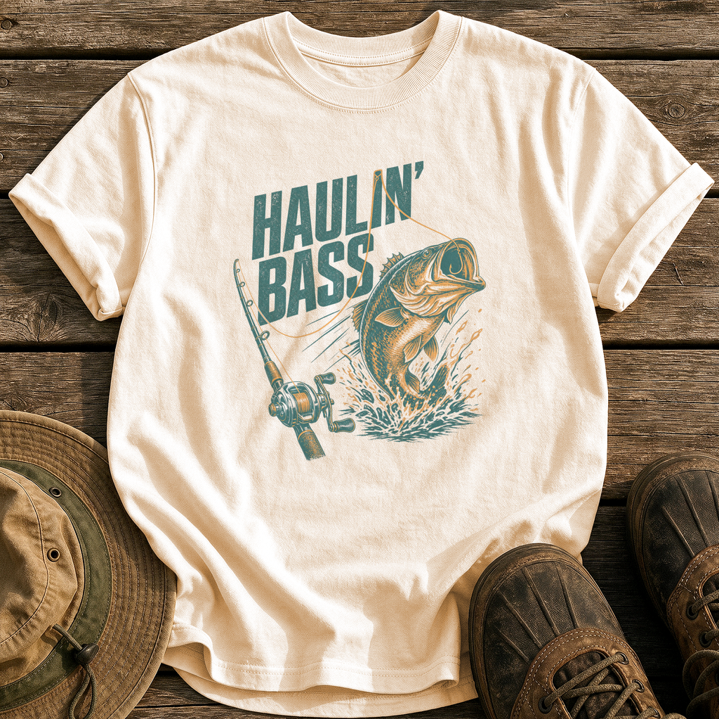 Haulin' Bass tee - Ivory - front