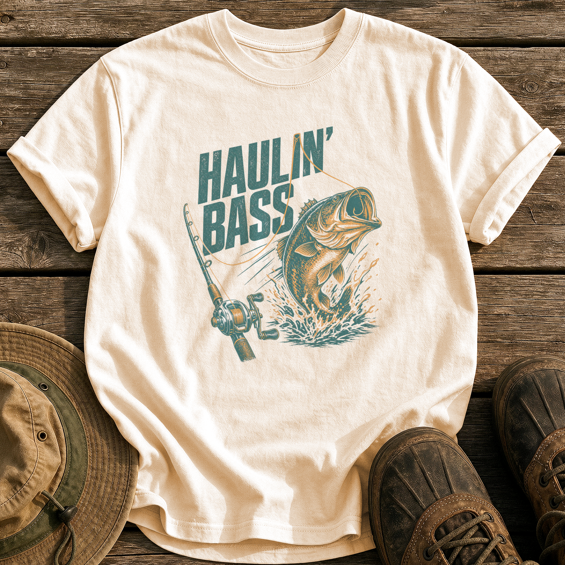Haulin' Bass tee - Ivory - front