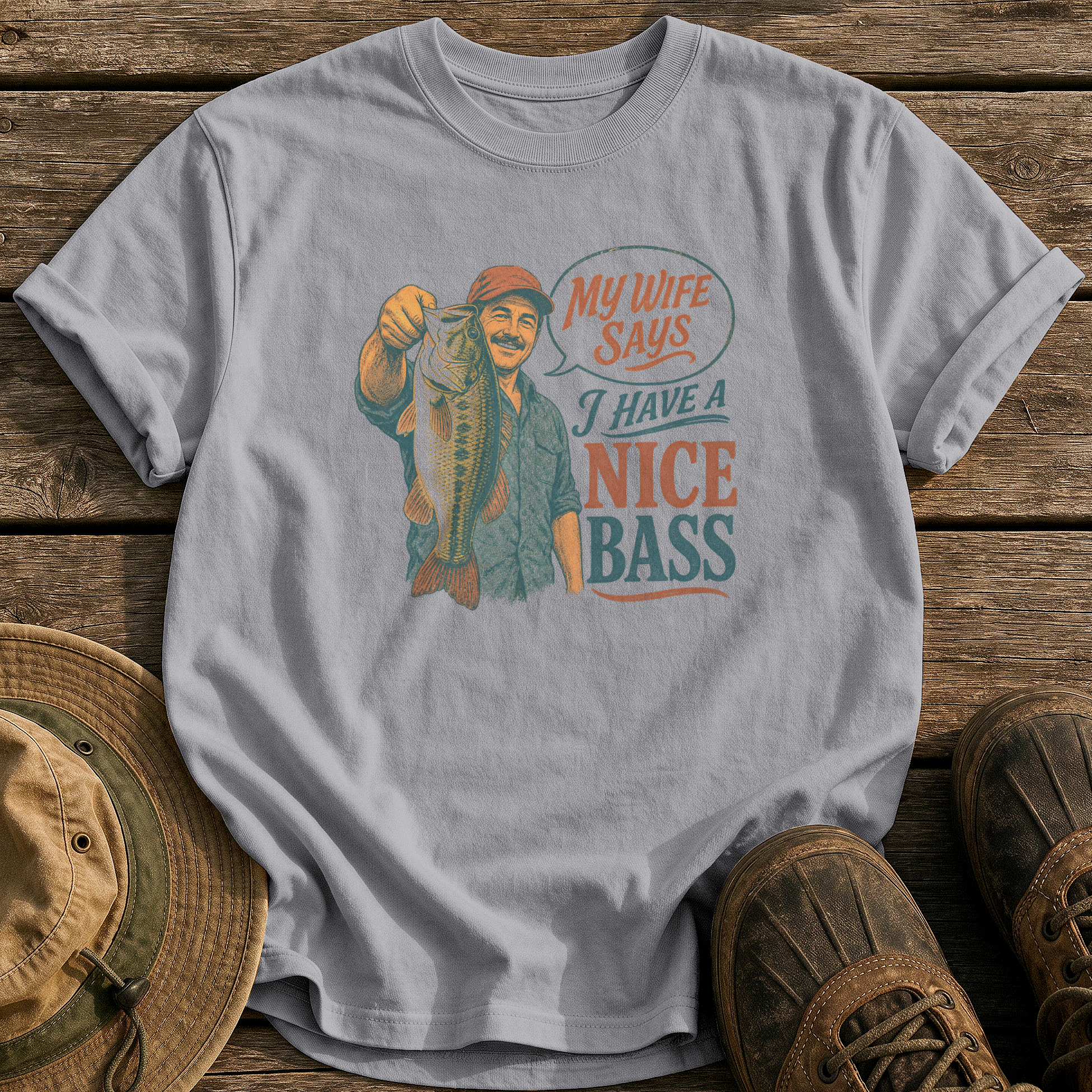 My Wife Says Nice Bass tee - Grey - front