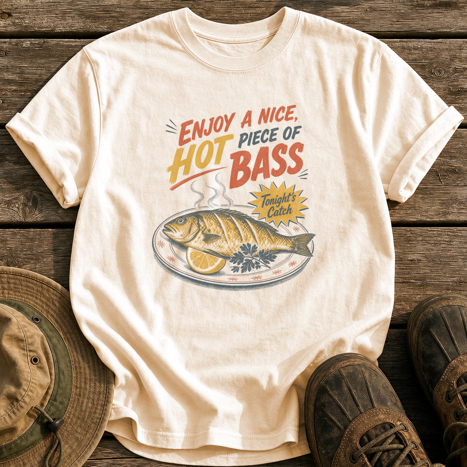 Hot Piece of Bass tee - Ivory - front