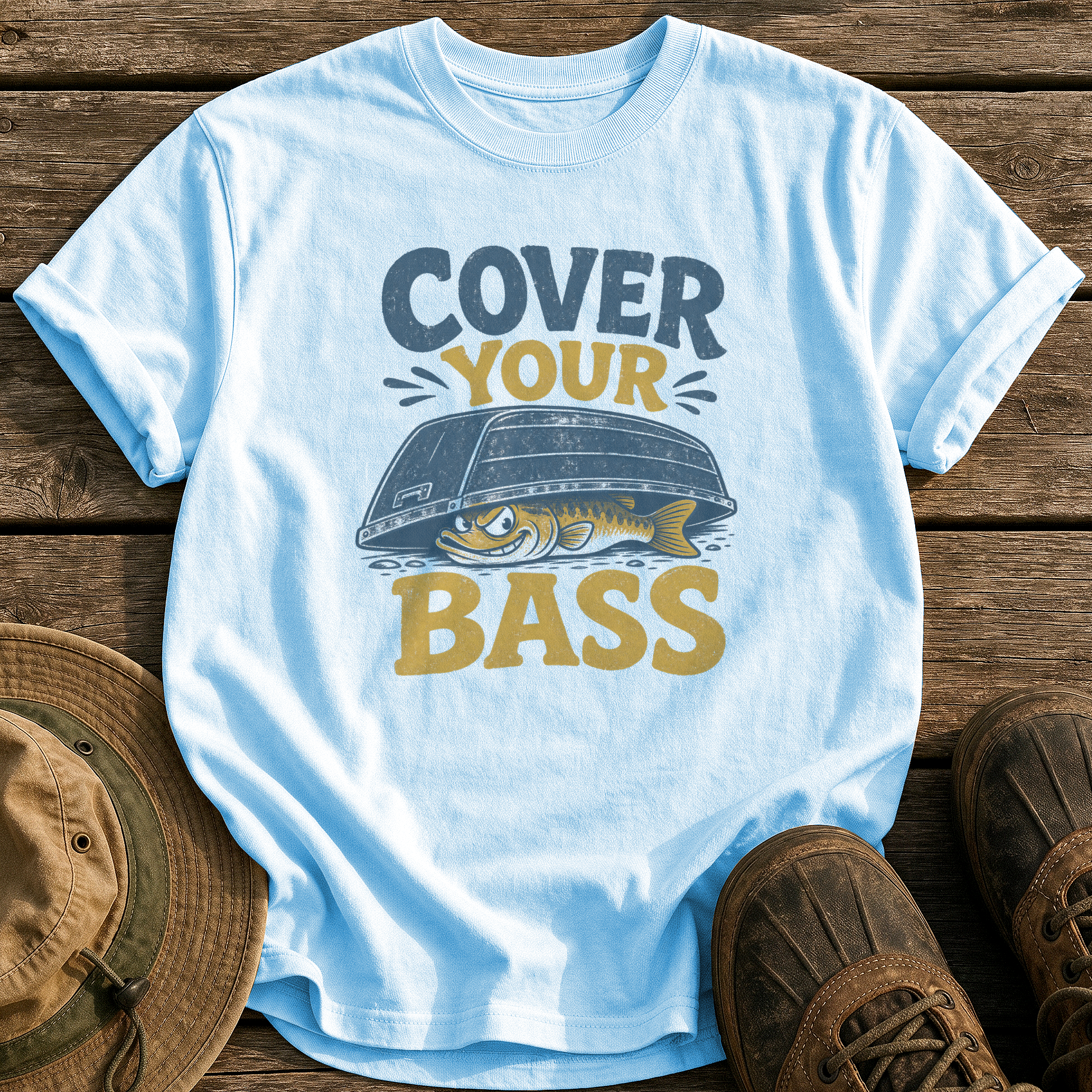 Cover Your Bass tee - Chambray - front
