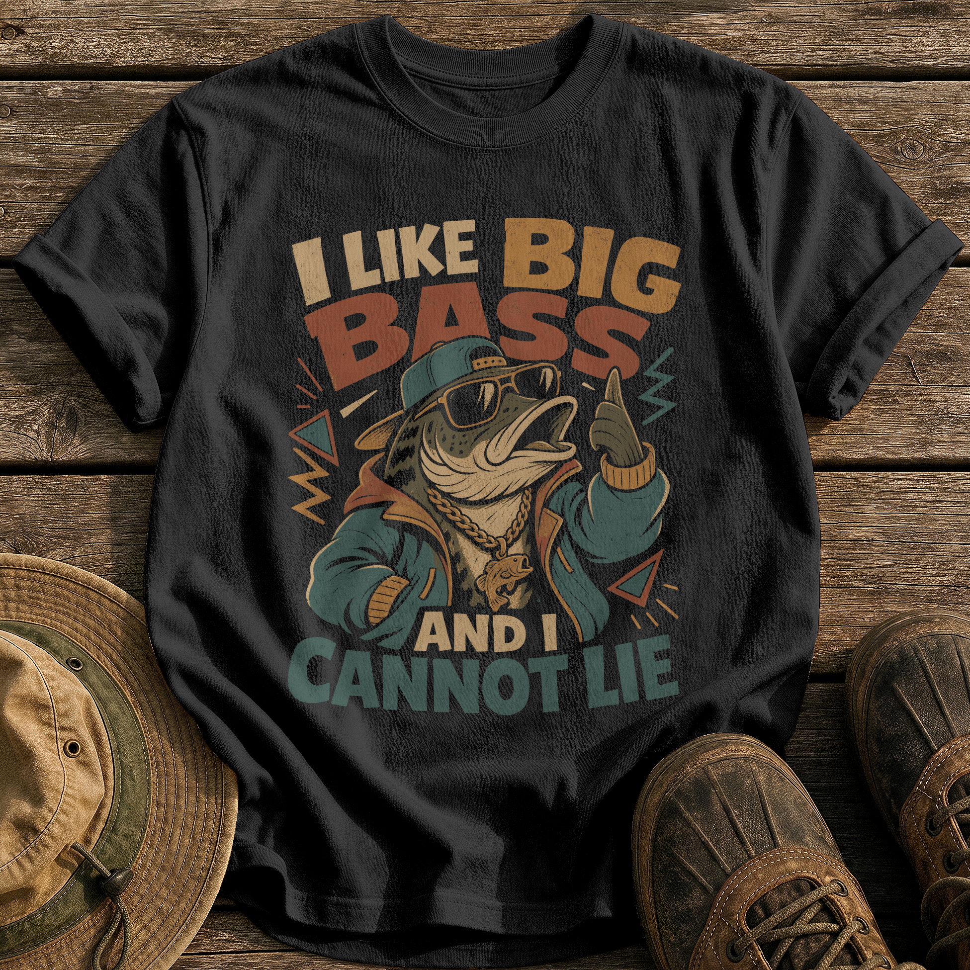 I Like Big Bass tee - Black - front