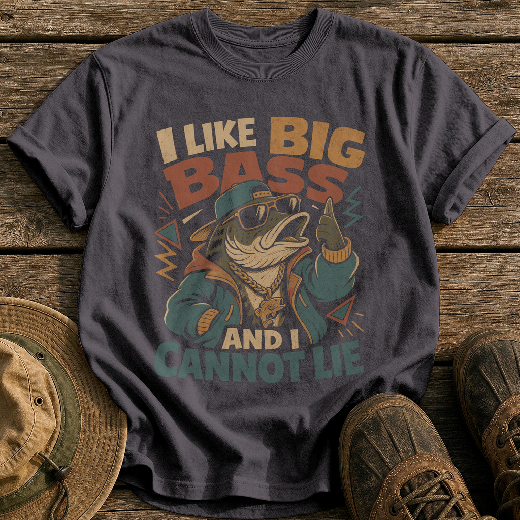 I Like Big Bass tee - Graphite - front