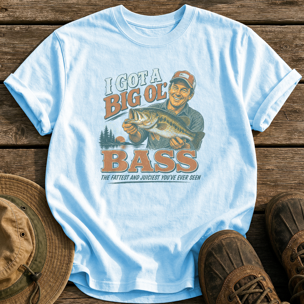 Big Ol' Bass tee - Chambray - front