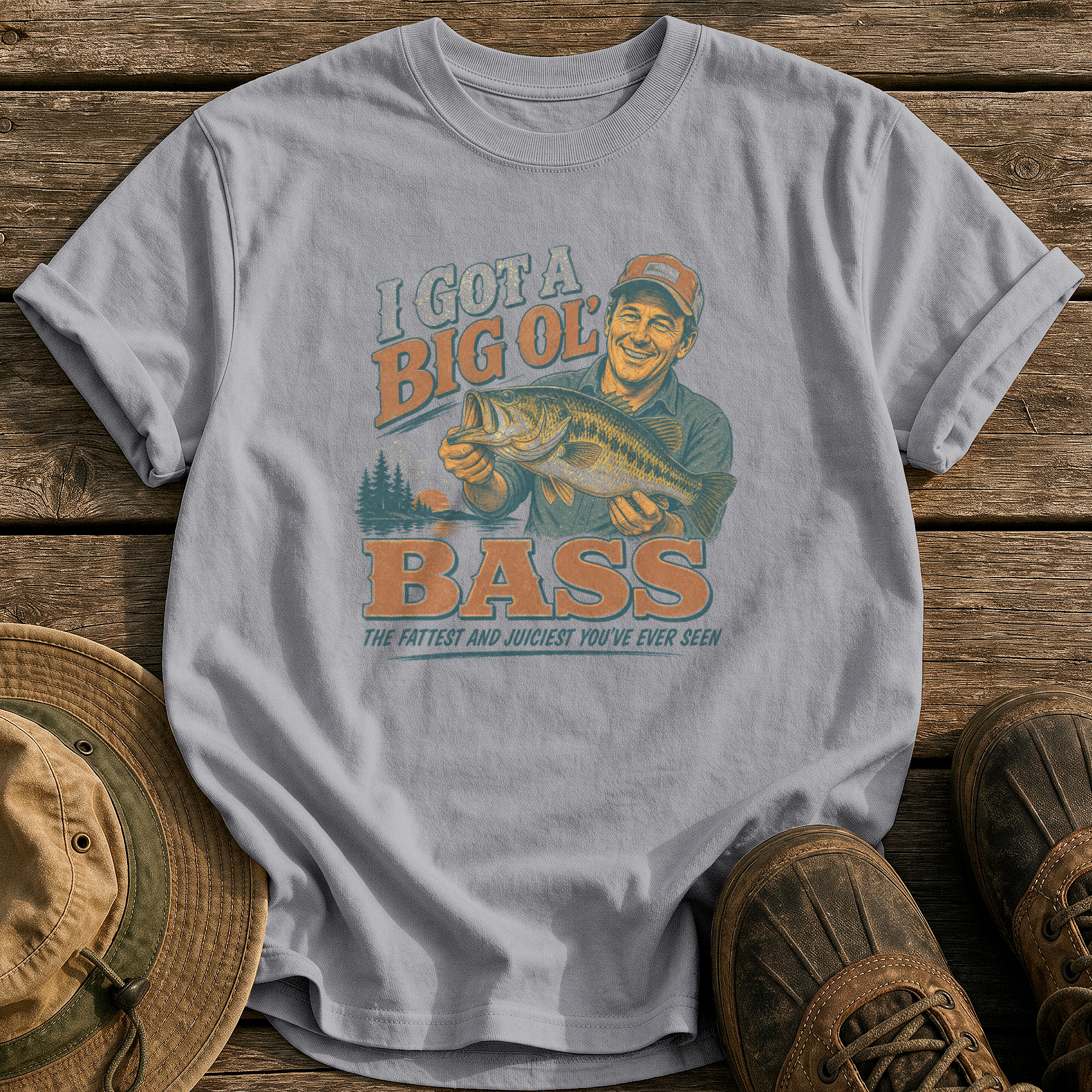 Big Ol' Bass tee - Grey - front