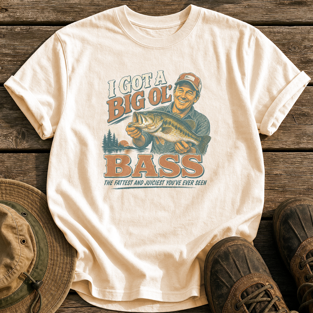 Big Ol' Bass tee - Ivory - front
